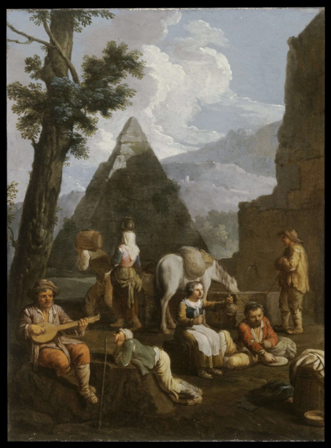 Peasants near Roman Ruins, by Paolo Monaldi, oil, 1760
