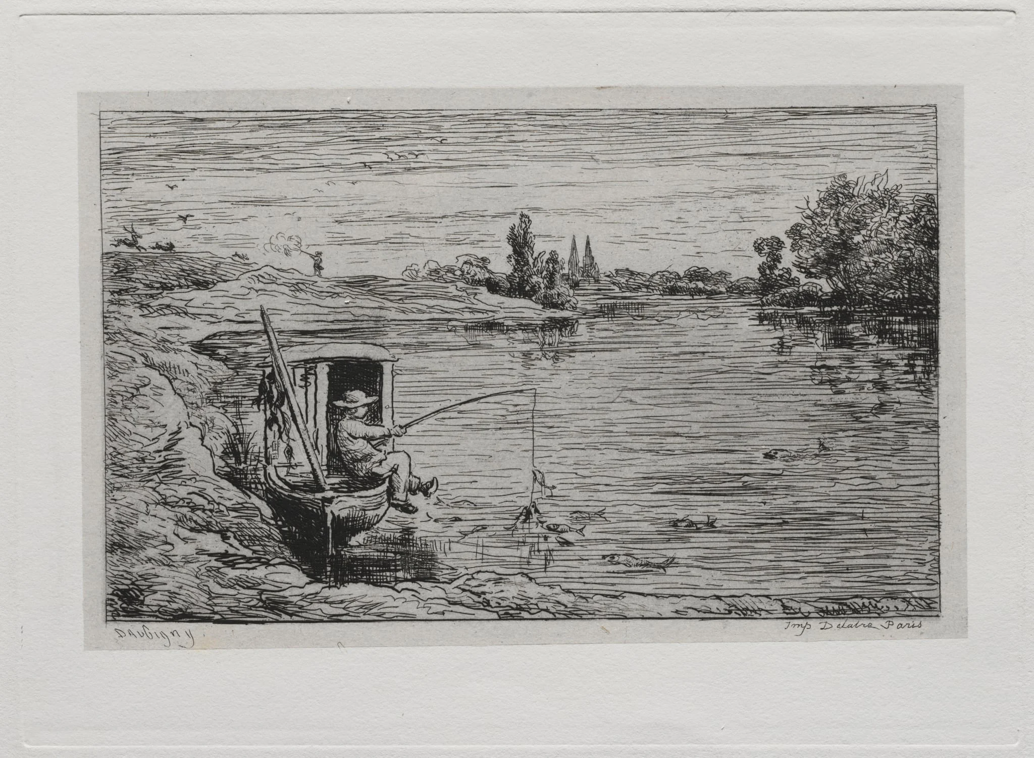 The Boat Trip:  The Cabin Boy Fishing (Line Fishing), by Charles François Daubigny, 1861