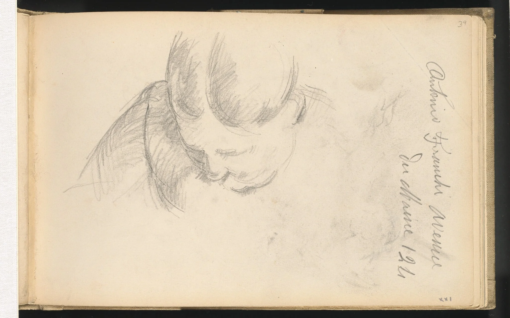 Woman Leaning Forward, by Paul Cezanne, graphite, 1890