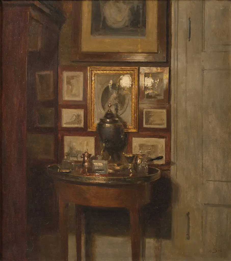 Interior with a samovar. Evening