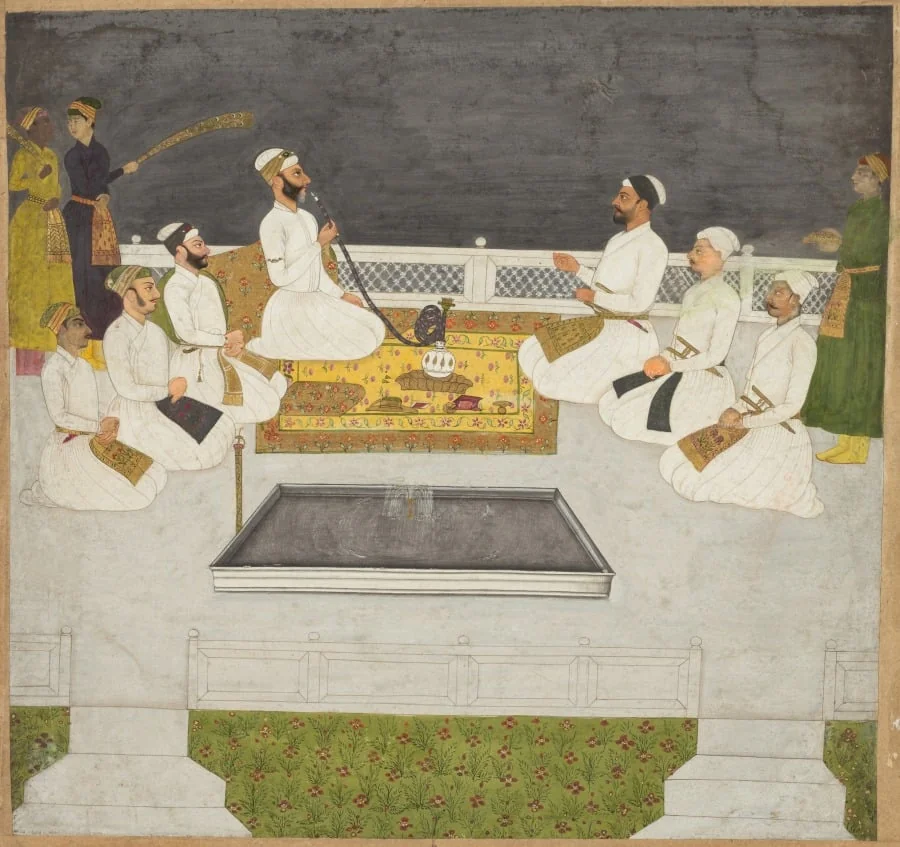 Husain Ali Khan Entertaining His Brothers (The Sayyid Brothers), by Unknown, unspecified, 1716