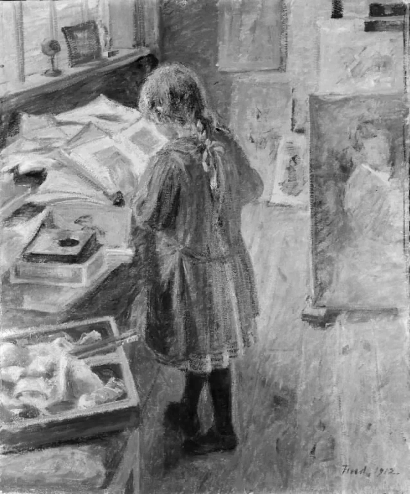 Fra et atelier, by Unknown, 1912