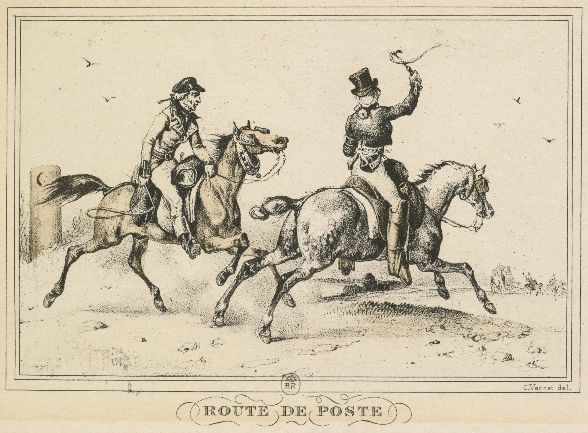 Scenes of Daily Life, Roads and Paths: Mail Route (Scènes de la vie quotidienne, Route et Chemins: Route de Poste), by Carle Vernet, 1817