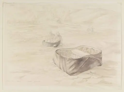 Fishing from a Coracle, Carrog, Merionethshire