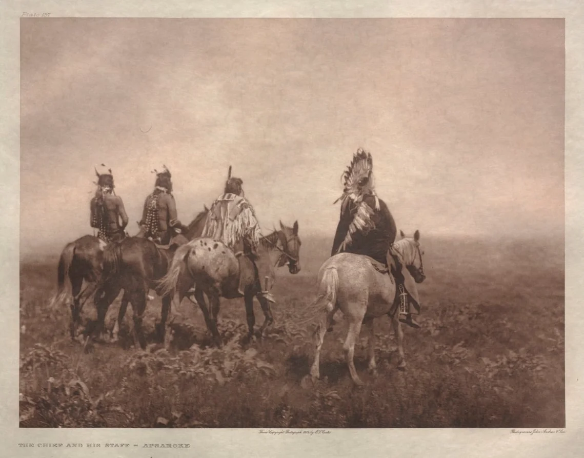 Portfolio IV, Plate 137: The Chief and His Staff--Apsaroke, by Edward S. Curtis, 1905