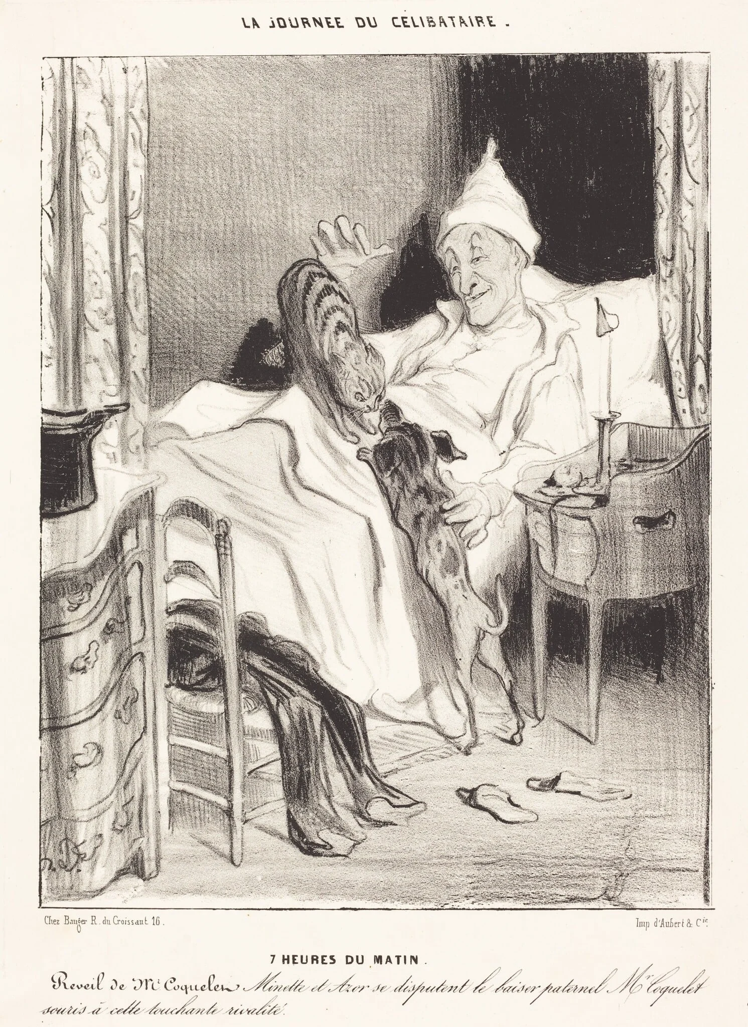7 heures du matin, by Honoré Daumier, crayon, 1839