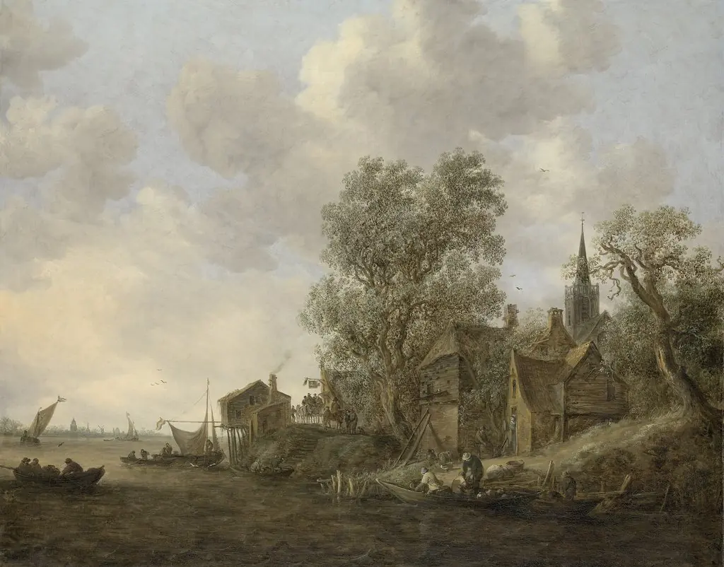 View of a town on a river