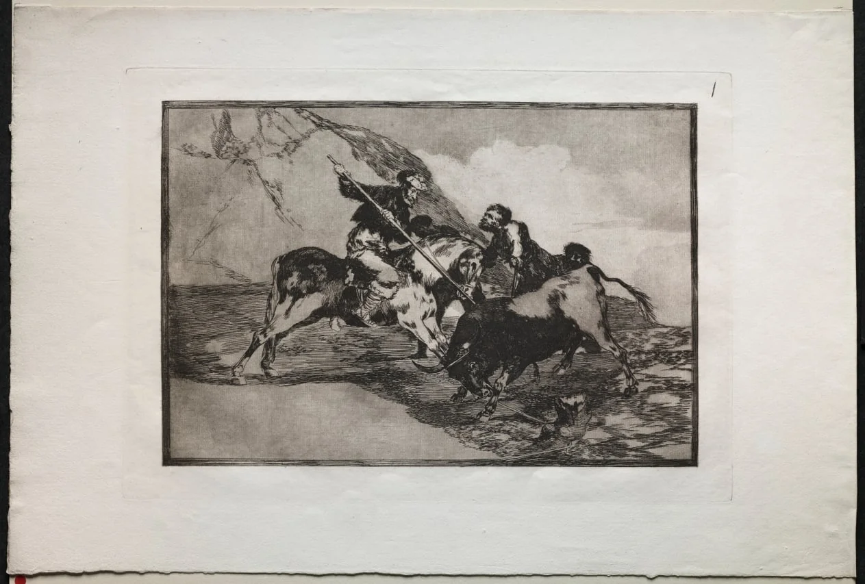 Bullfights:  The Way in Which the Ancient Spaniards Hunted Bulls on Horseback in the Open Country, by Francisco Goya, 1816