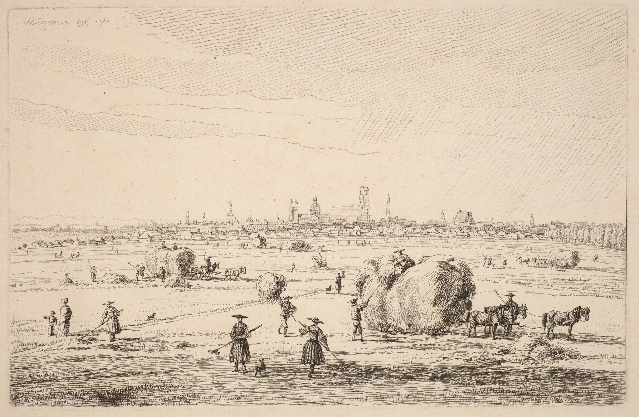 München (Munich), by Wilhelm von Kobell, ink, 1818