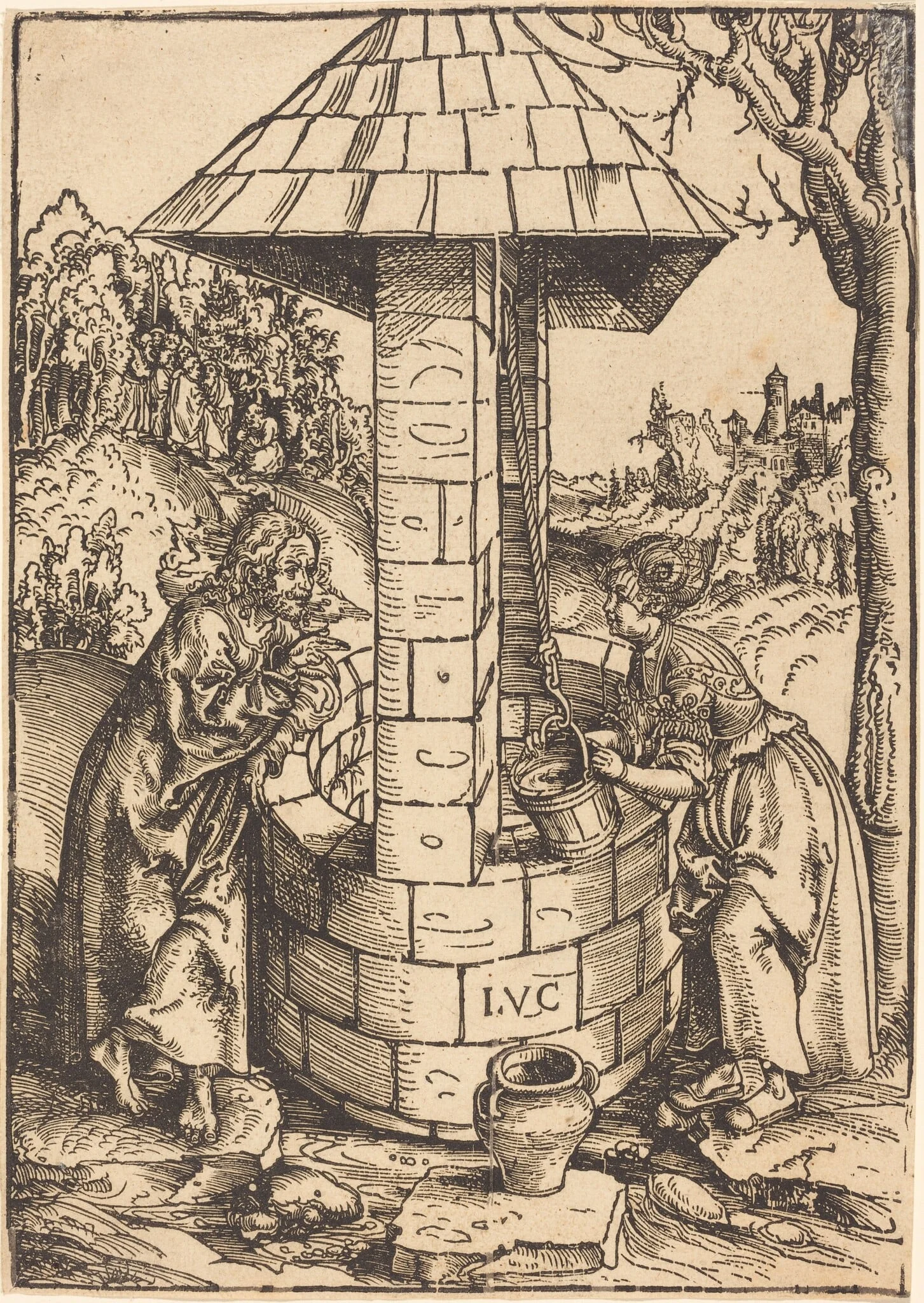 Christ and the Woman of Samaria, by Lucas Cranach the Elder, ink, 1512