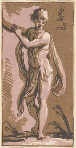 A Standing Youth Gesturing to His Right