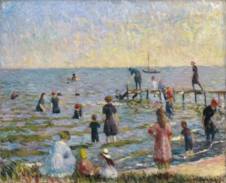 Bathing at Bellport, Long Island, by William James Glackens, oil, 1912