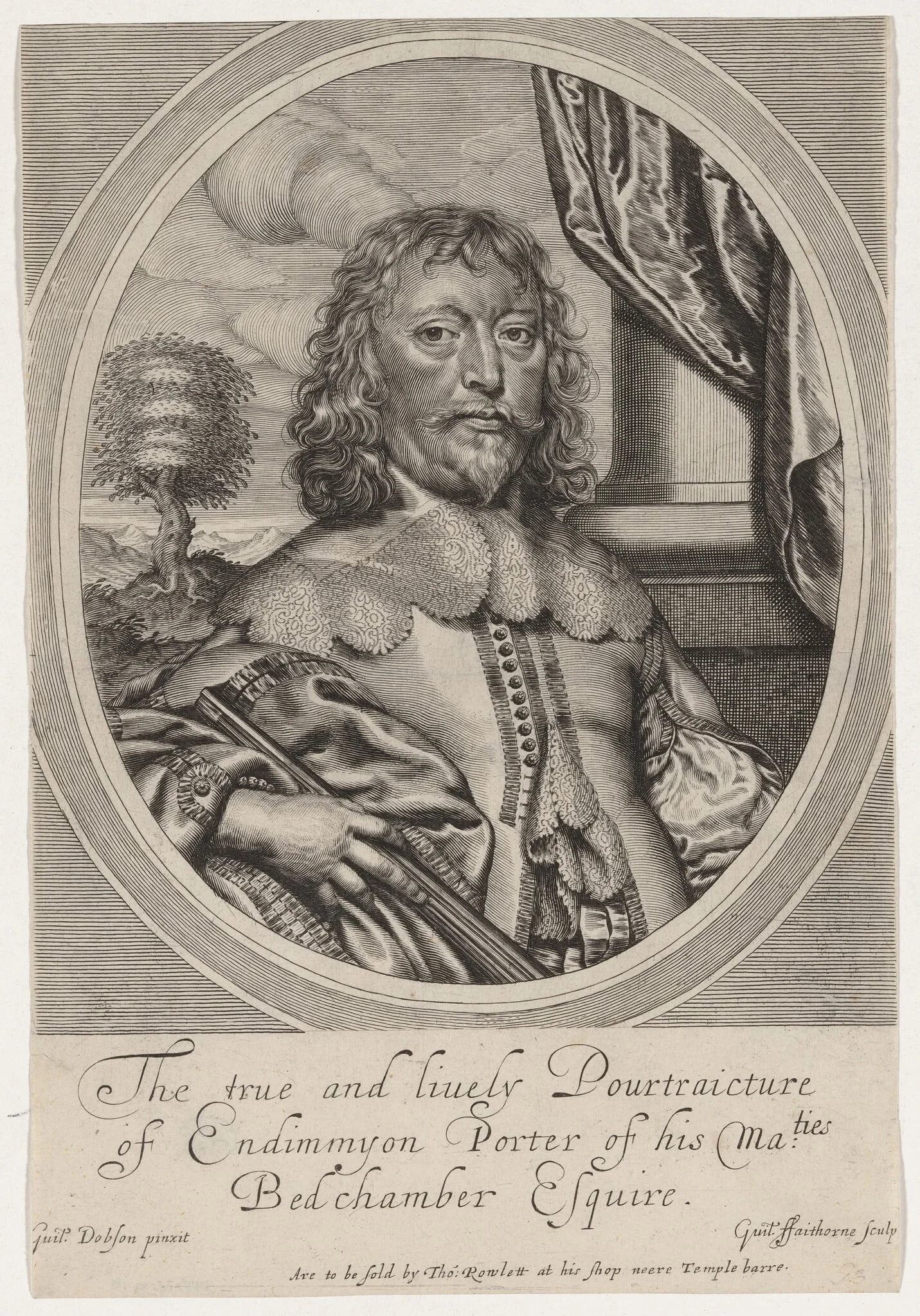 Endymion Porter, by William Faithorne, ink, 1654