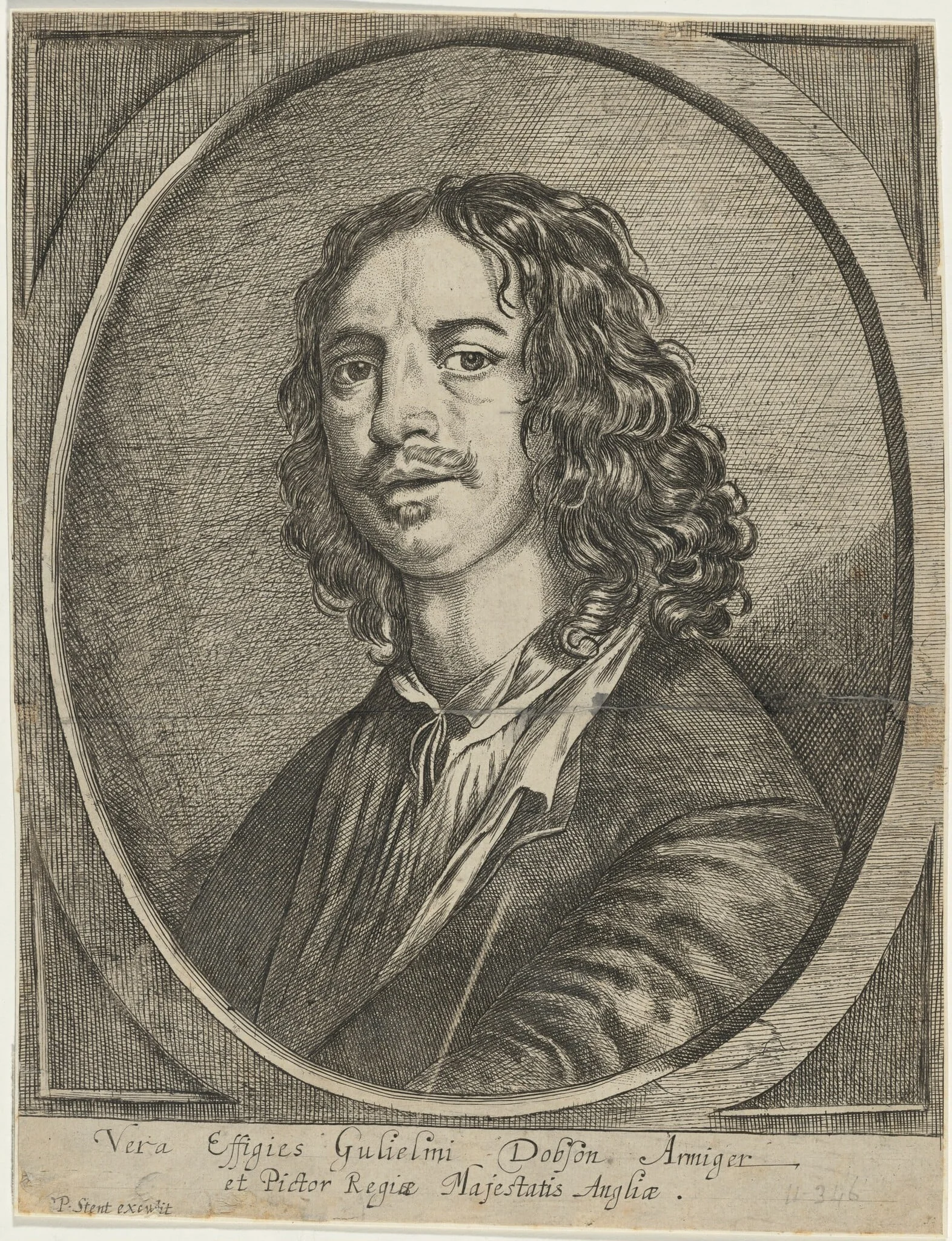 William Dobson, Portrait Painter, by Josias English, ink, 1674