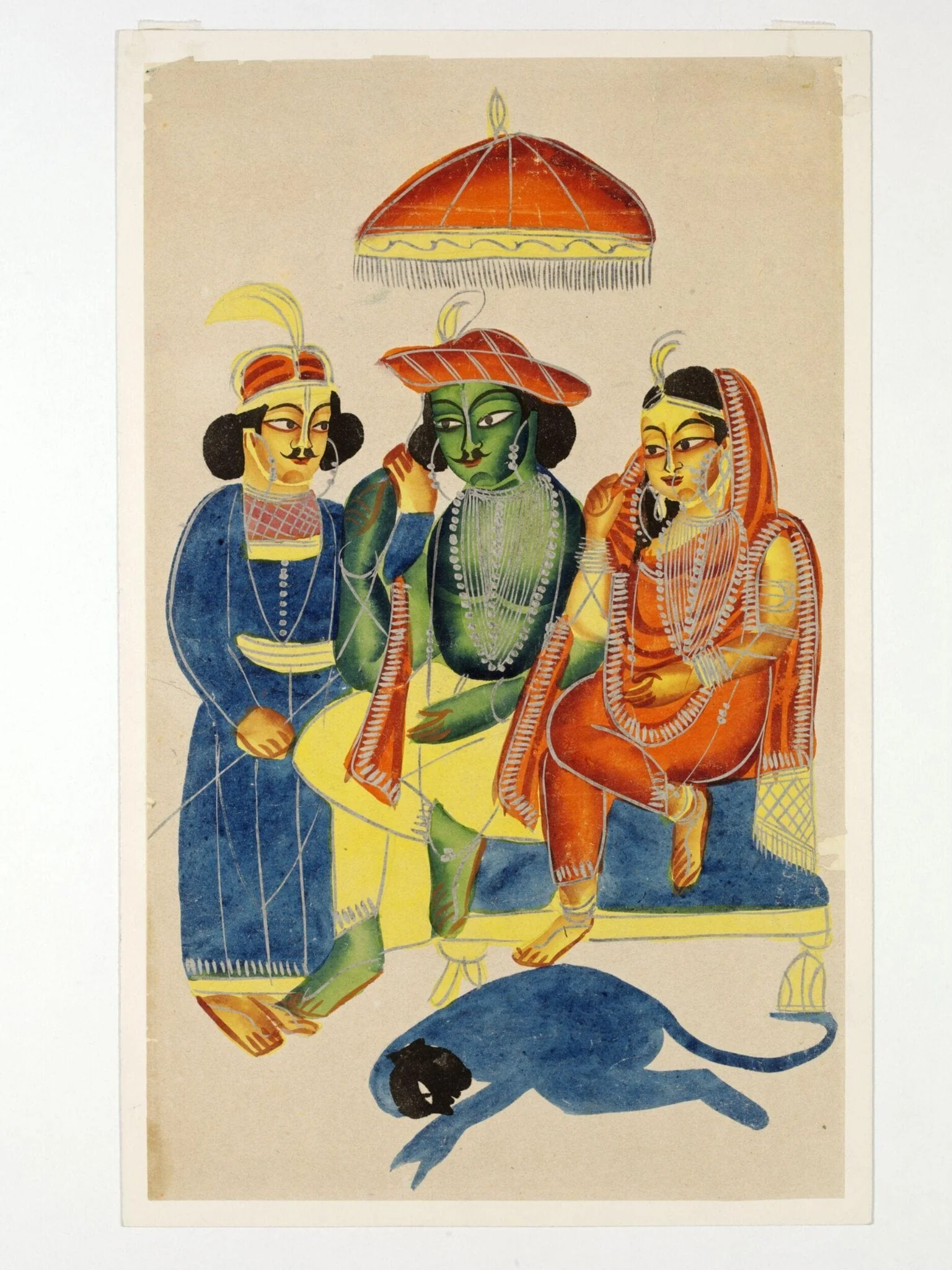 Hanuman, Rama, Sita and Lakshmana, by Unknown, paint, 1885