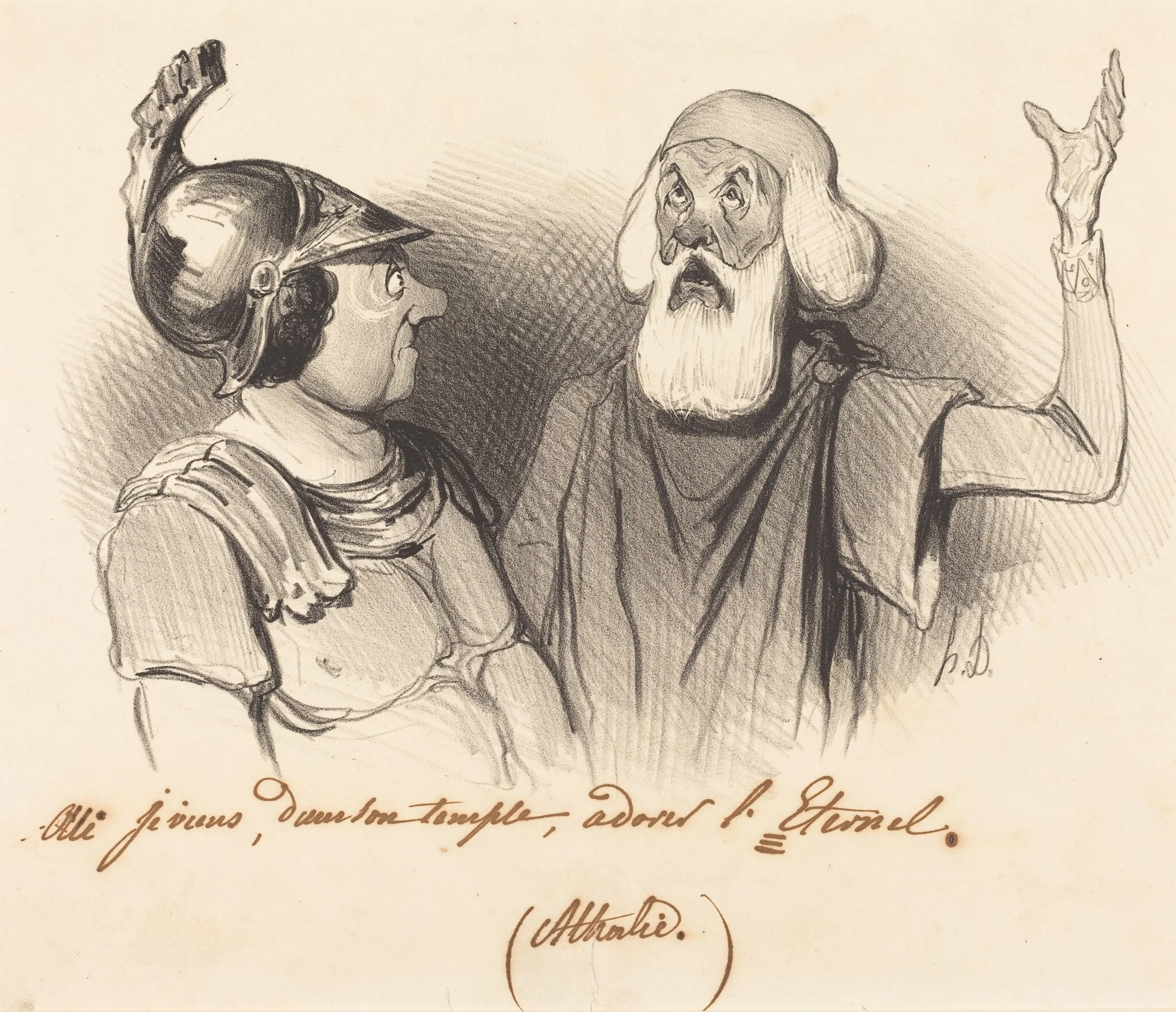 Oui je viens, dans son temple..., by Honoré Daumier, ink, 1841
