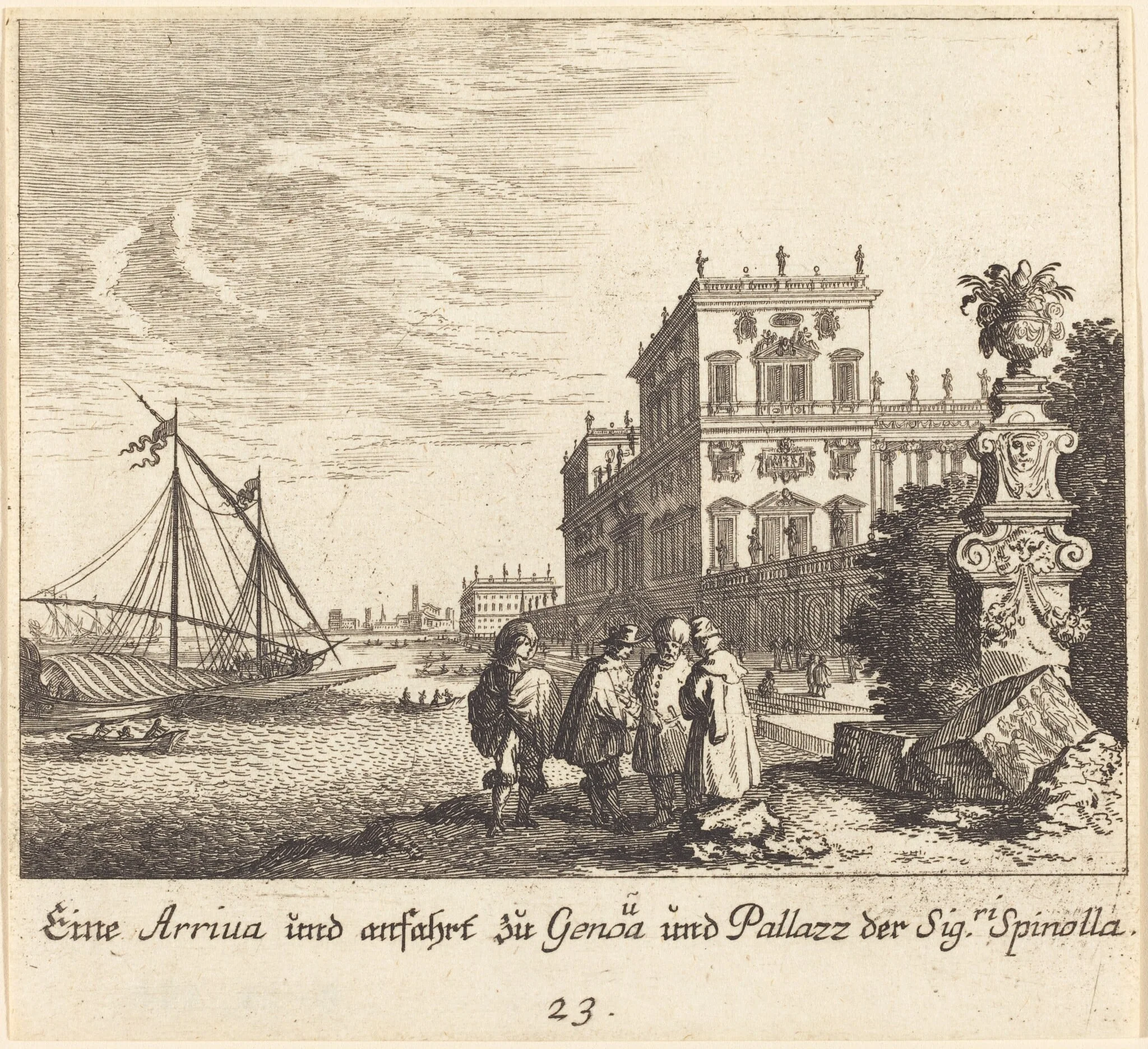 Palazzo Spinolla, Genoa, by Melchior Küsel, ink, 1681