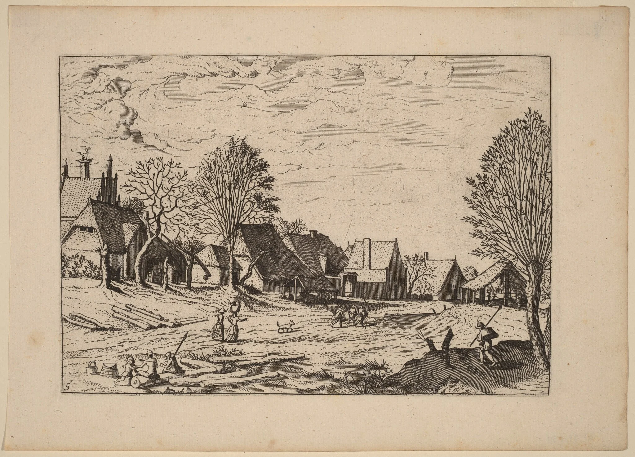 Village Street, by Lucas van Doetechum, ink, 1676