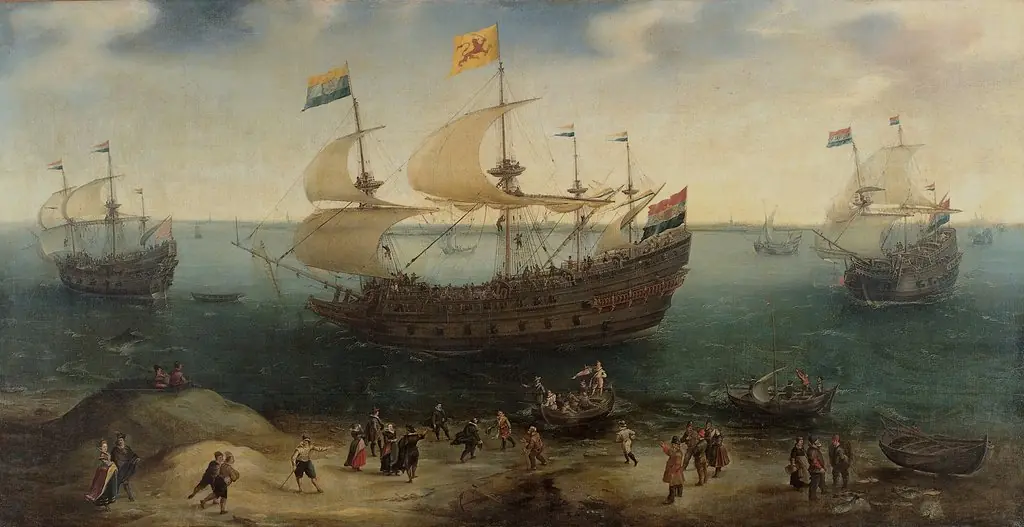 The Amsterdam four-master 'De Hollandse Tuyn' and other ships on their return from Brazil under the command of Paulus van Caerden