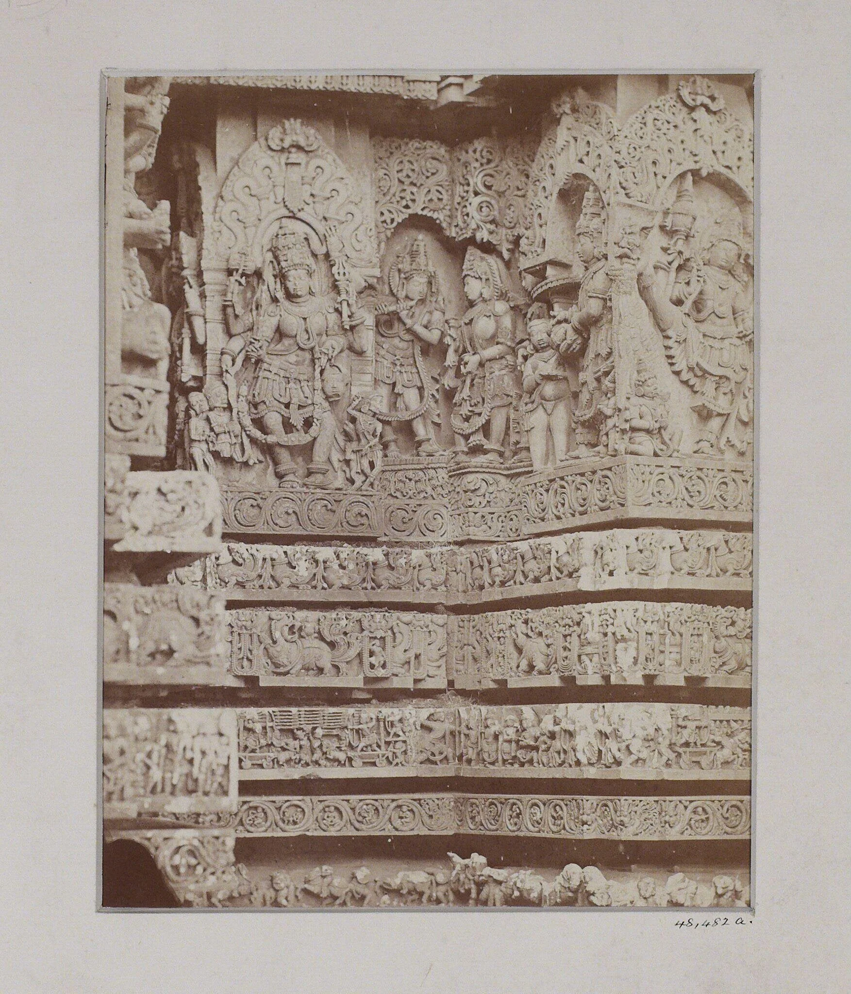Western front of the great temple at Halebid, by Unknown, photographic, 1850