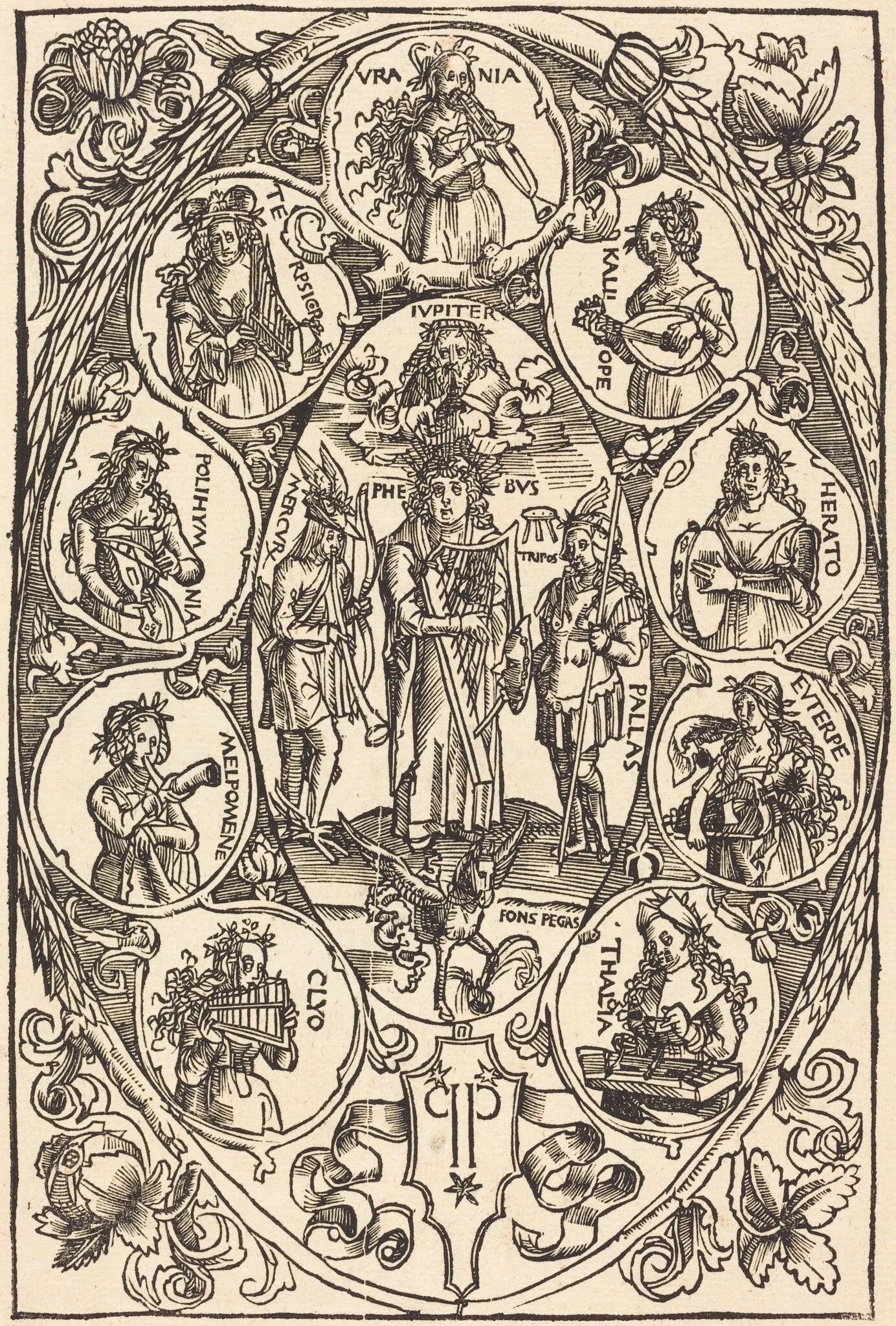 Apollo and the Muses, by Hans Süss von Kulmbach, ink, 1502
