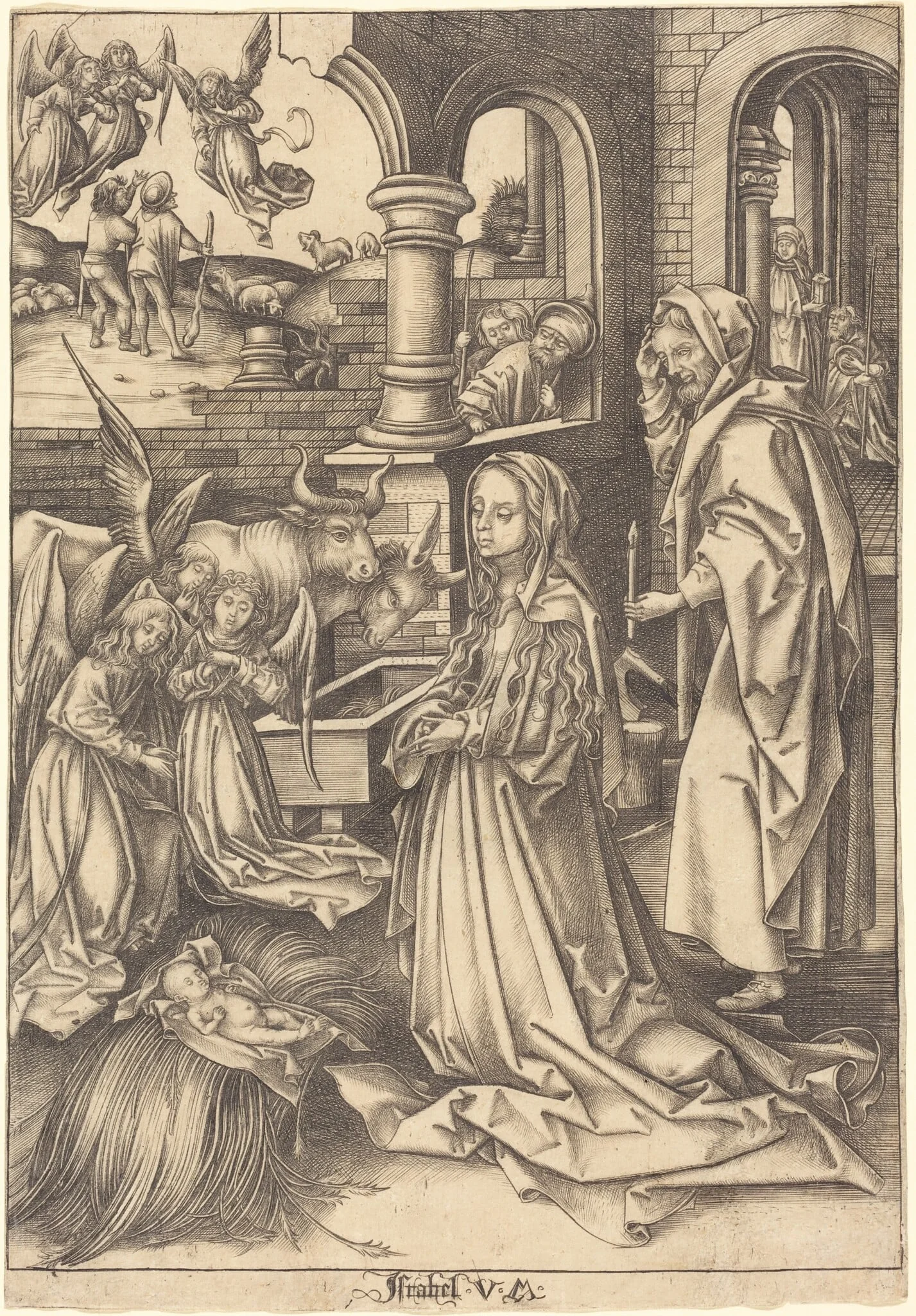 The Nativity, by Israhel van Meckenem, ink, 1495