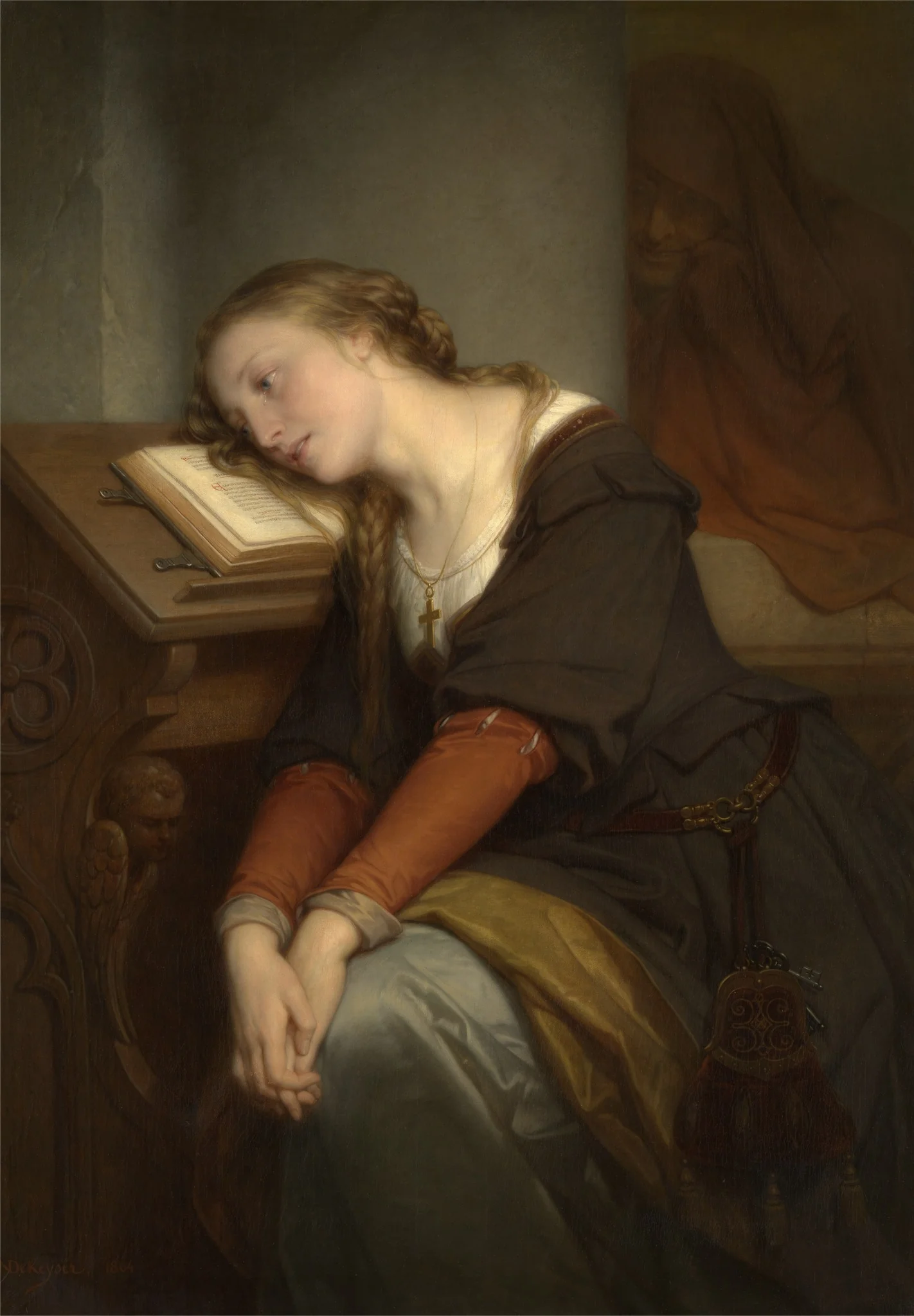 Margaret at the Church, by Nicaise De Keyser, oil, 1864