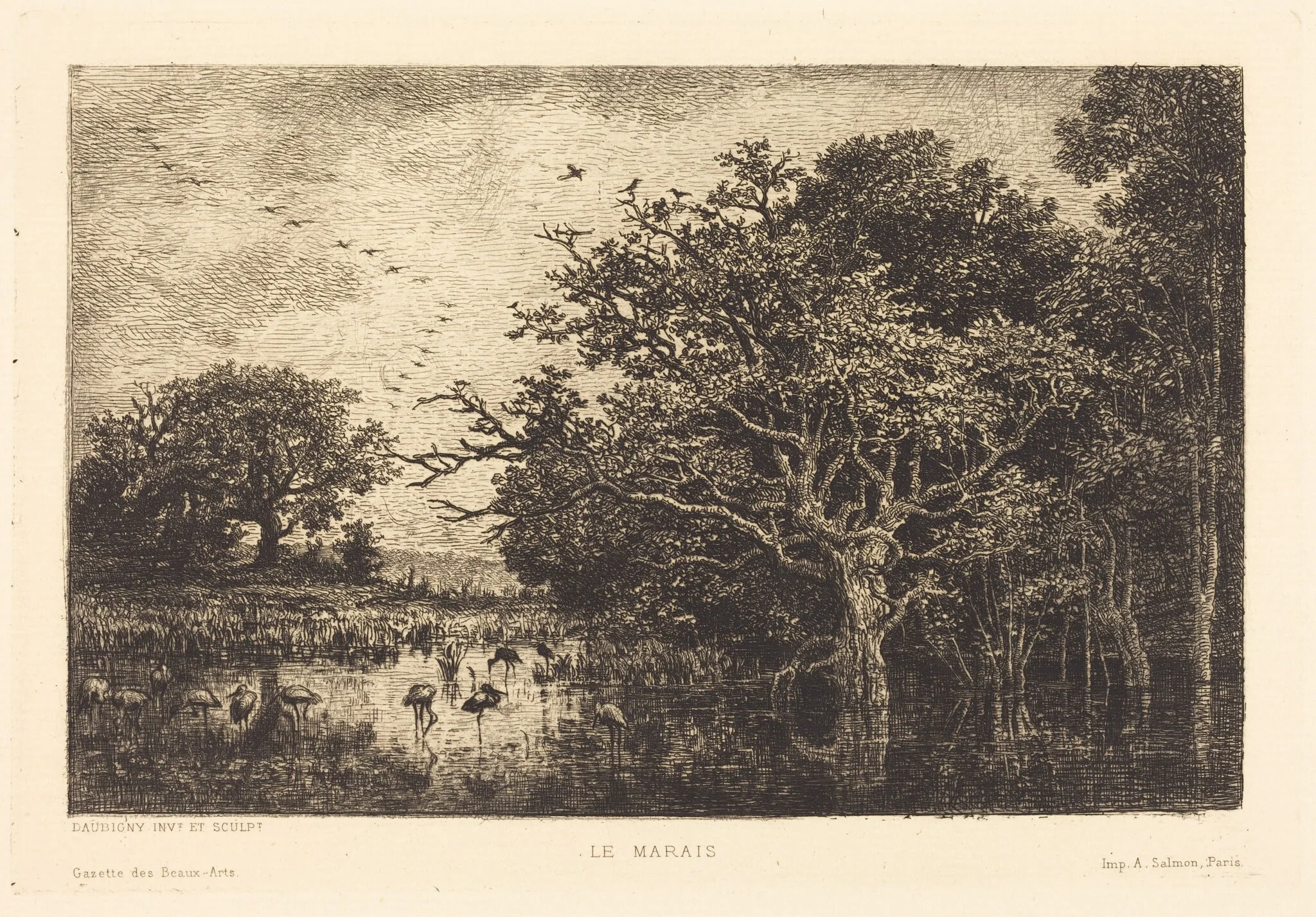 Marsh (Le Marais), by Charles François Daubigny, ink, 1851