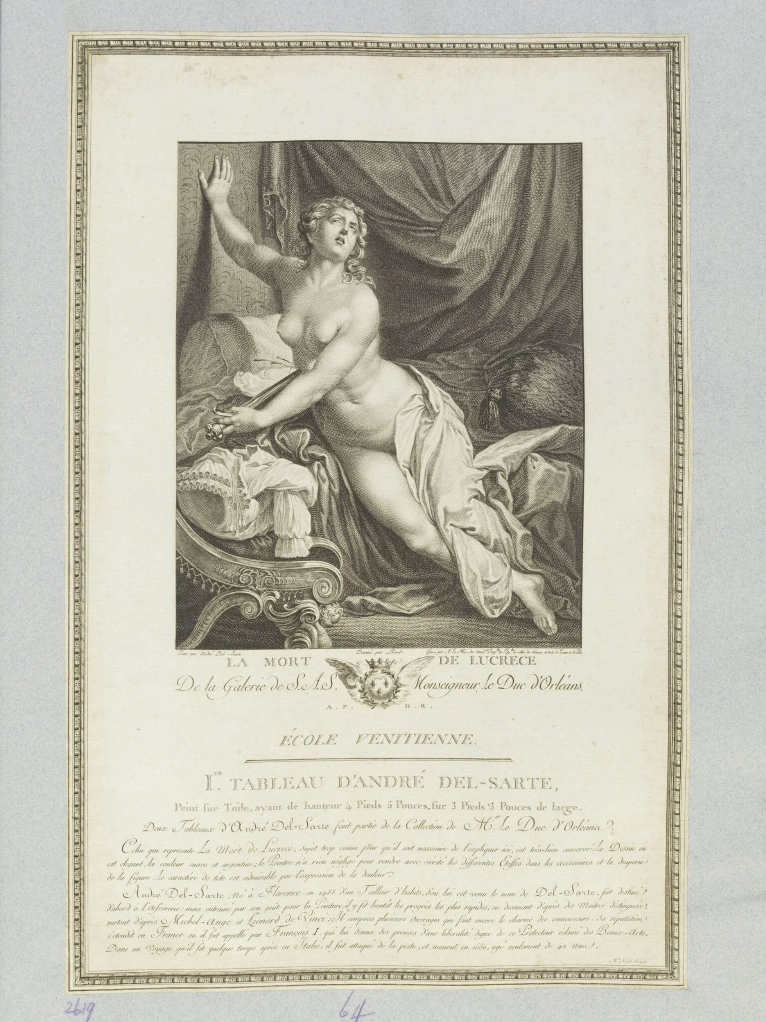 The Death of Lucretia, by Noël Le Mire, 1850