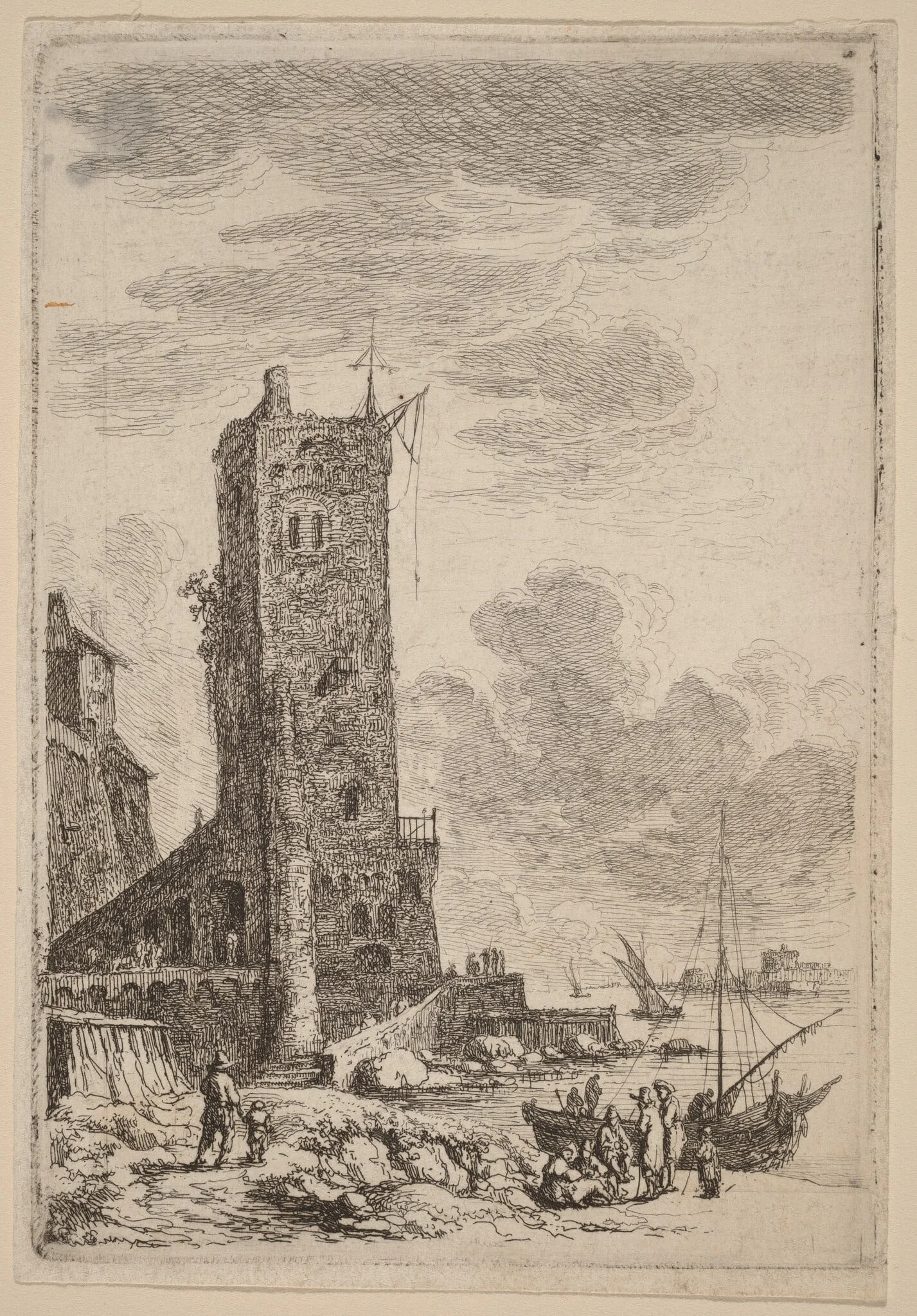 Harbor at Livorno, by Franz Edmund Weirotter, ink, 1764