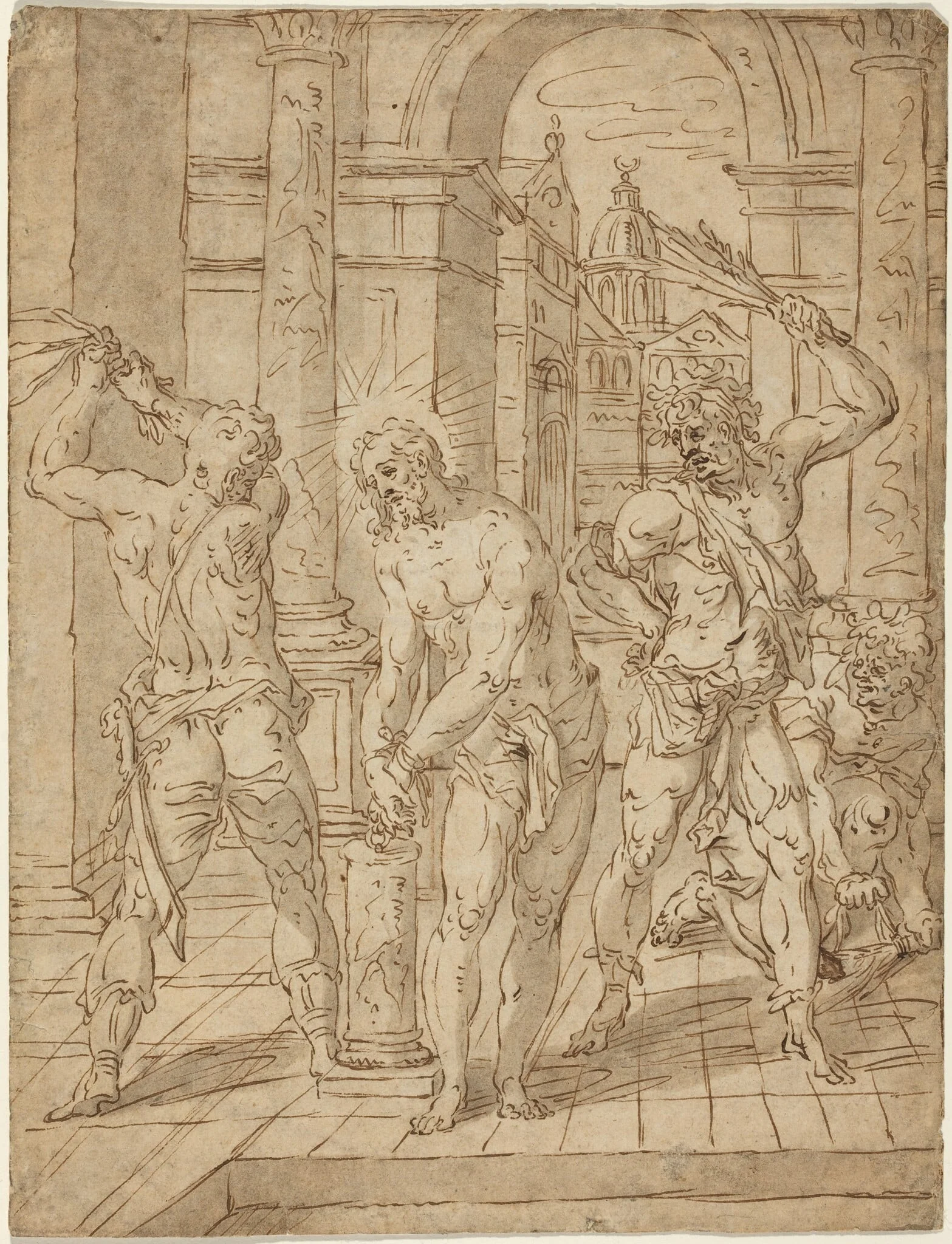 The Flagellation of Christ, by Flemish 17th century, ink, 1620