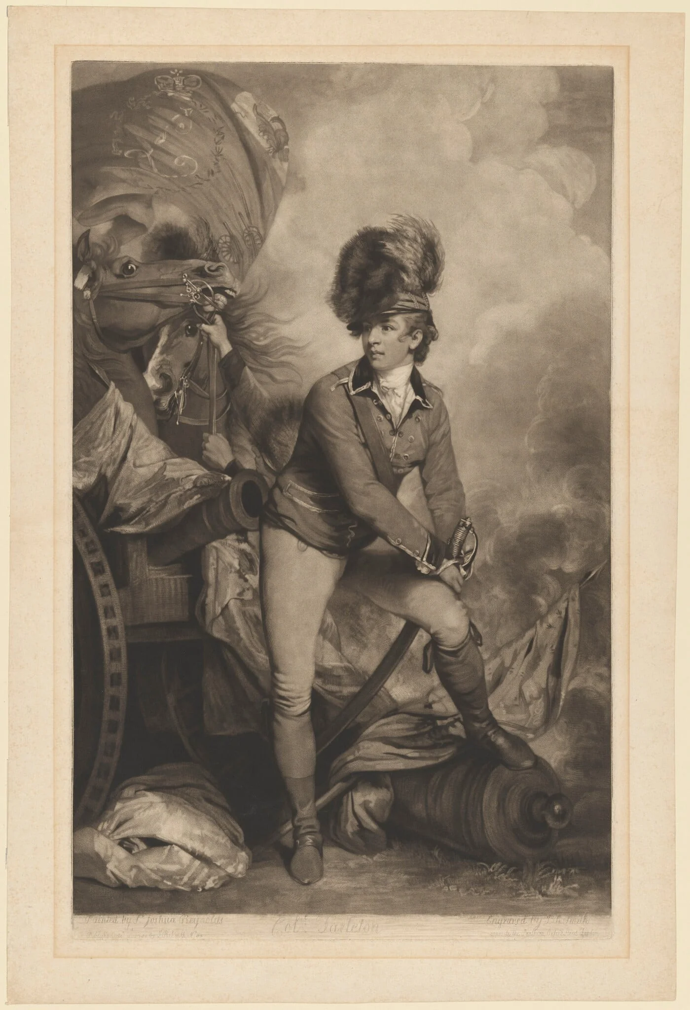 Lieutenant Colonel Sir Banastre Tarleton, by John Raphael Smith, ink, 1782