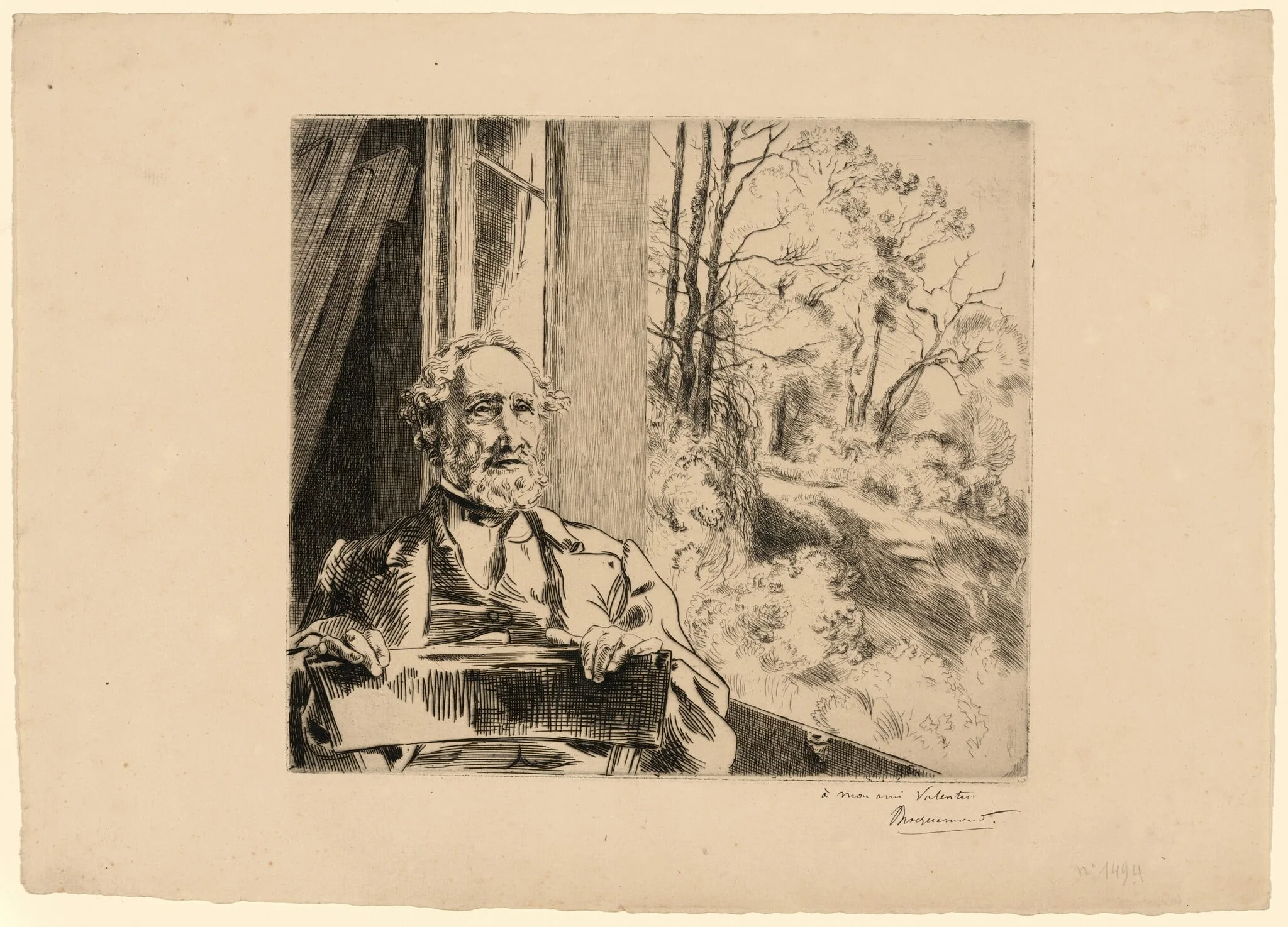 Jacob Meyer-Heine, by Félix Bracquemond, ink, 1872
