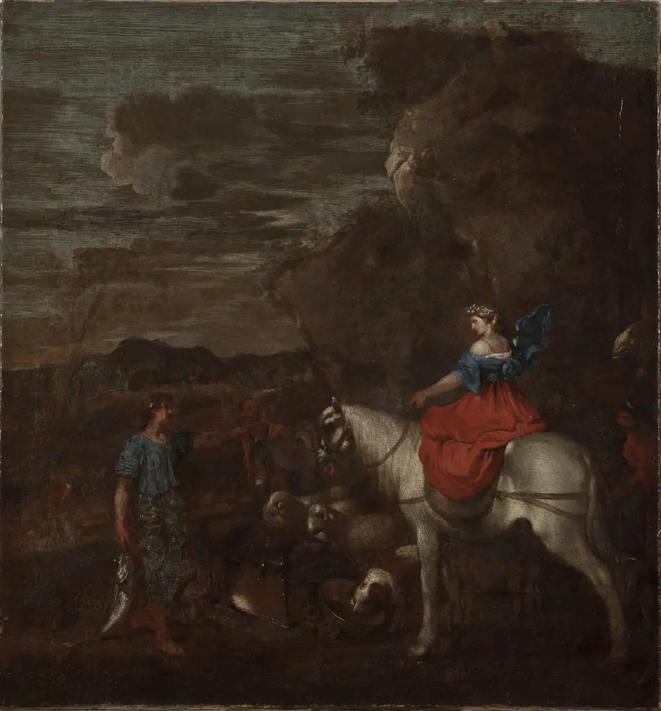 Mountainous Landscape with a Woman Riding