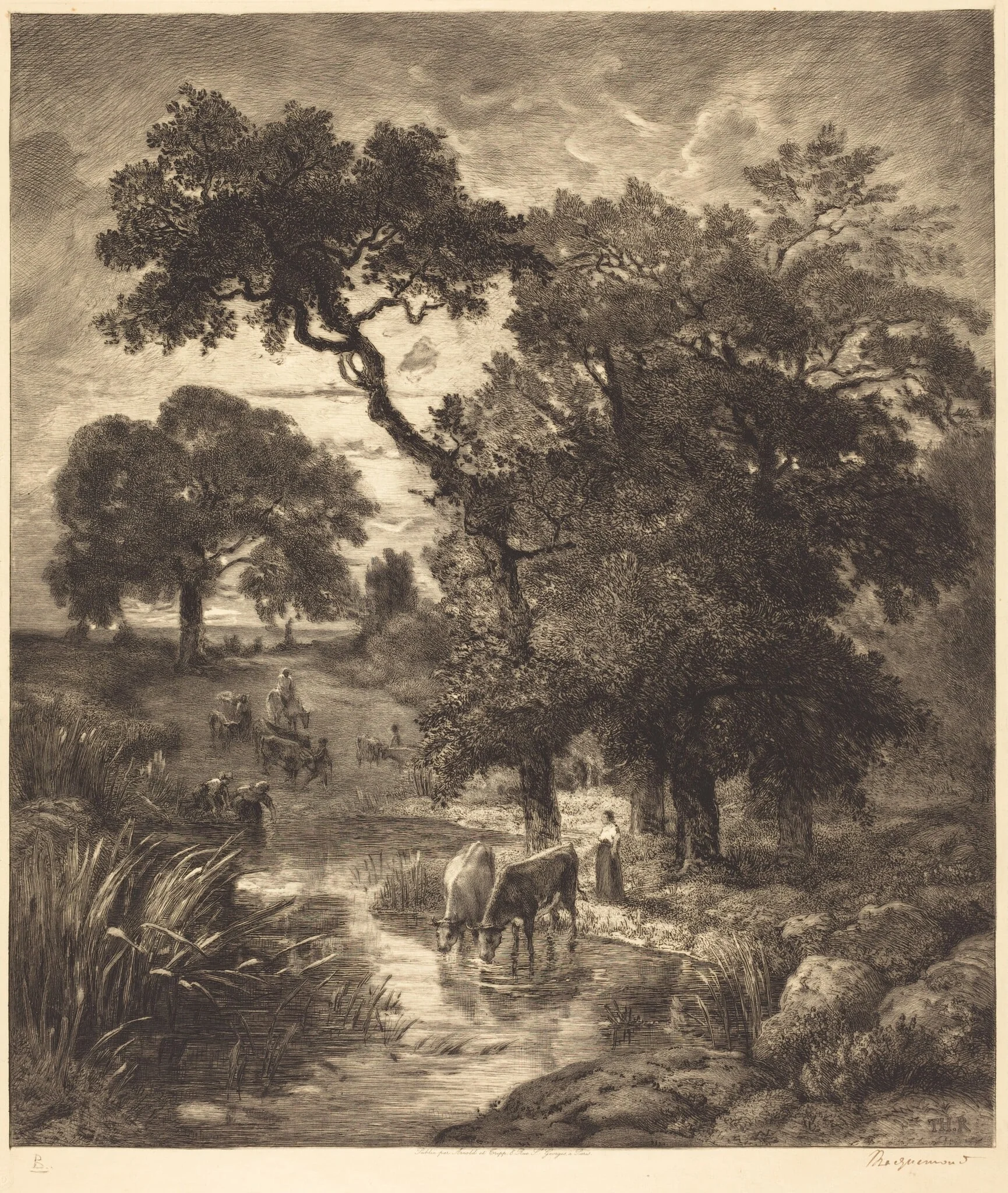 Evening, by Félix Bracquemond, ink, 1882