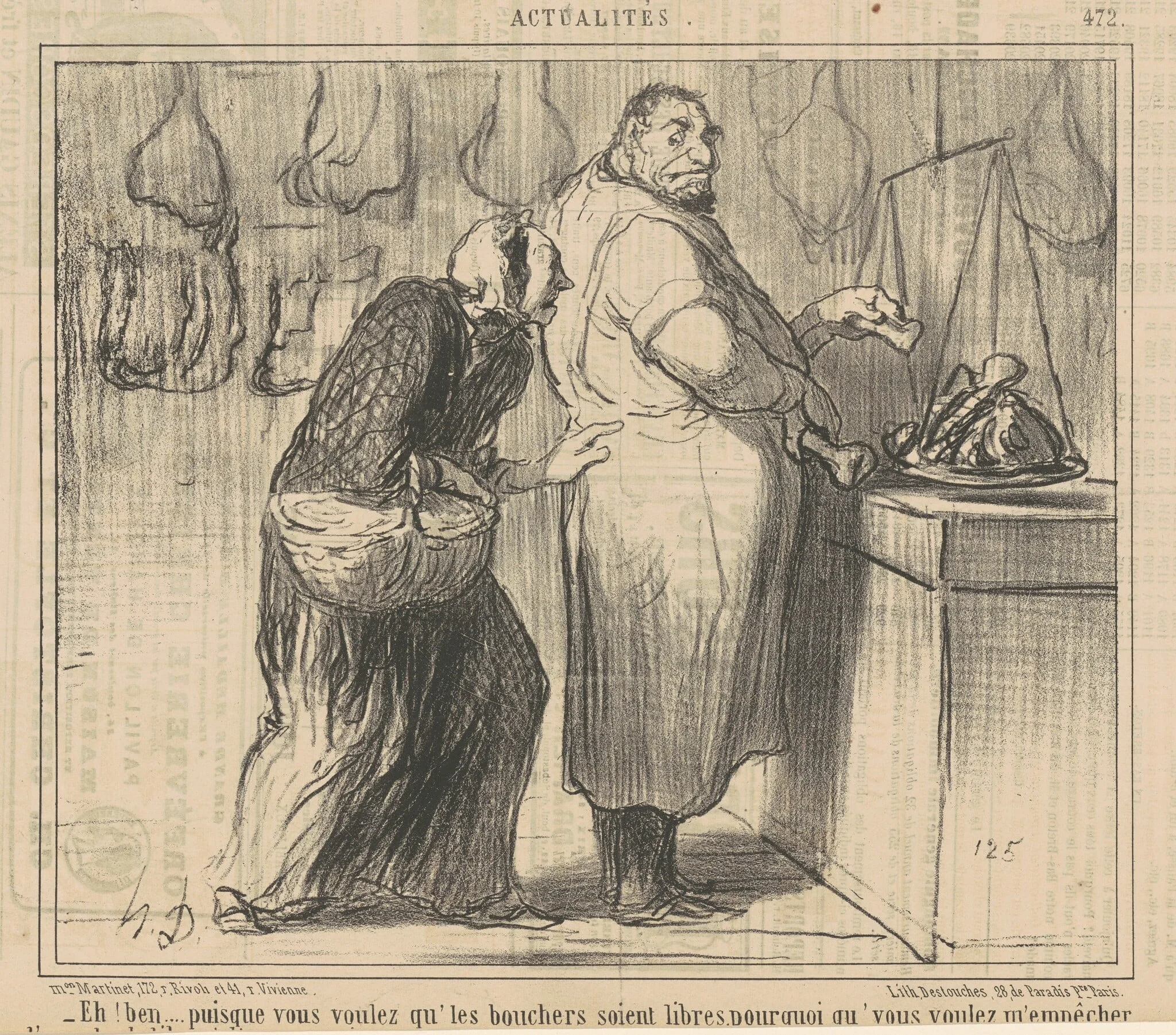 Eh! Ben ... puisque vous voulez qu' les bouchers ..., by Honoré Daumier, ink, 1857