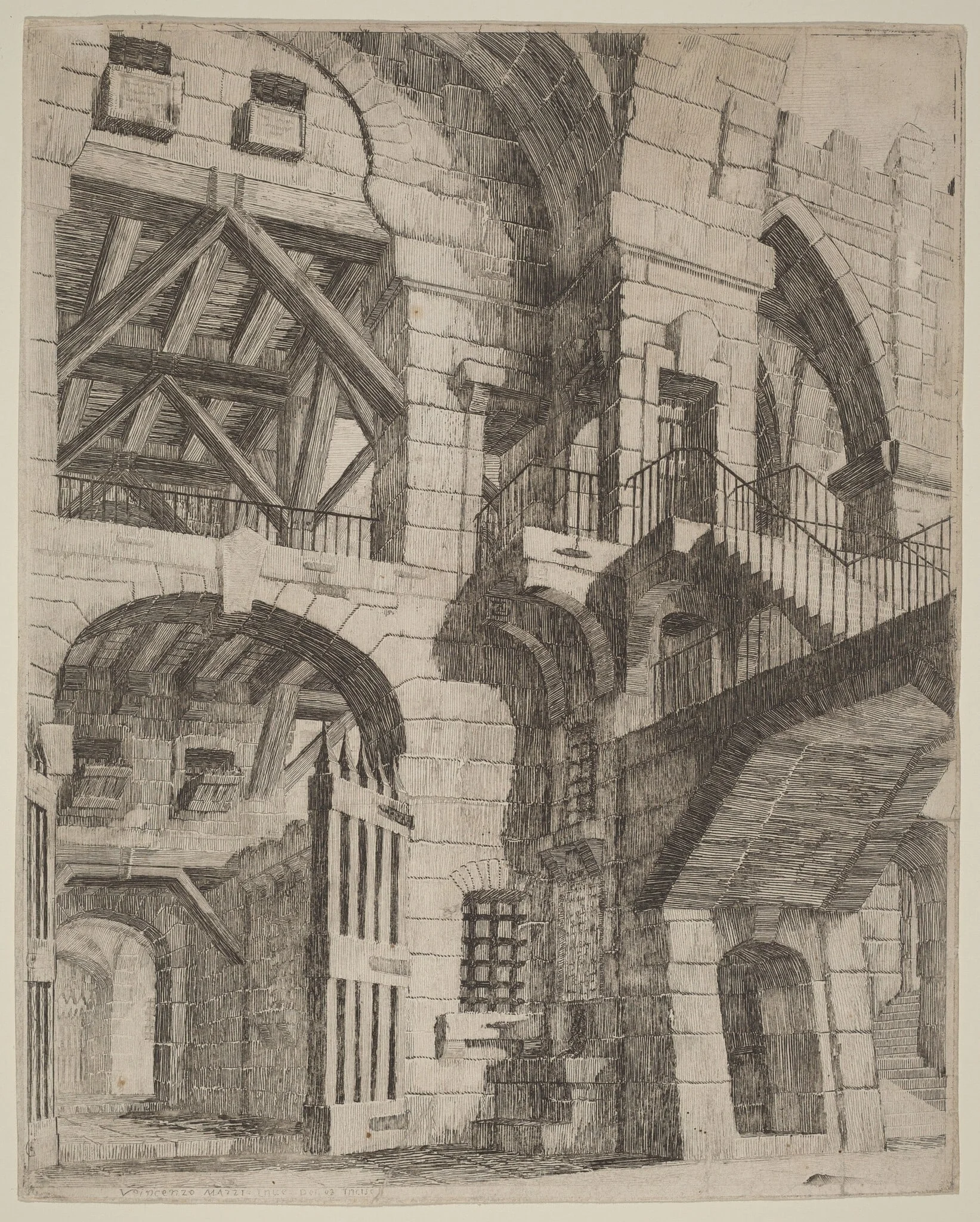 An Imaginary Prison, by Vincenzo Mazzi, ink, 1759