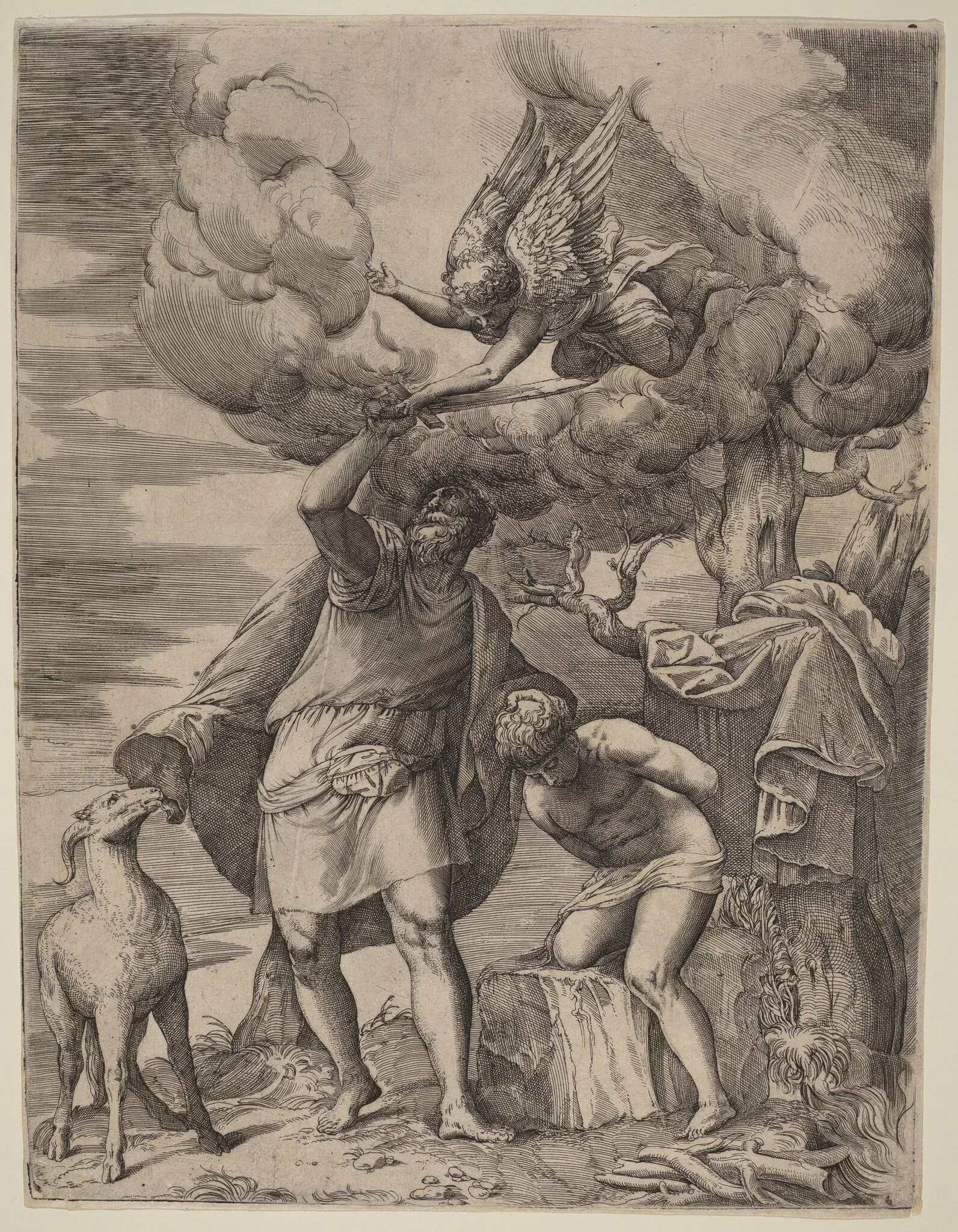The Sacrifice of Abraham, by Battista Franco, ink, 1554