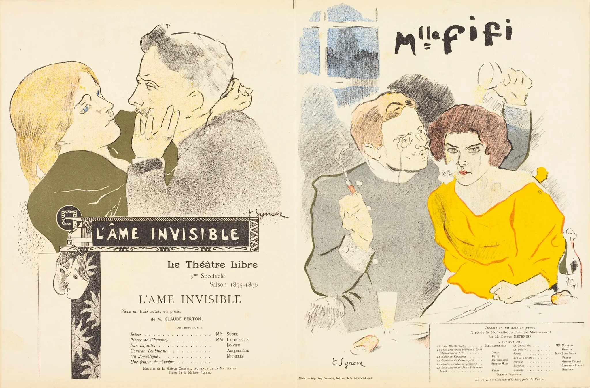 L'Ame invisible; Mademoiselle Fifi, by Tancrède Synave, ink, 1896