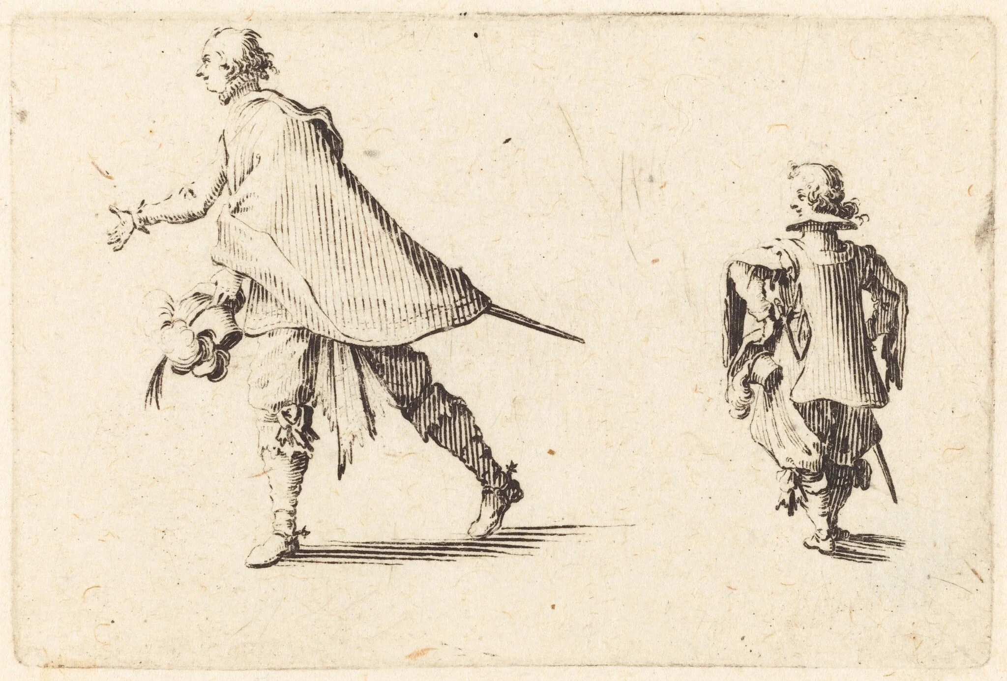 Gentleman and His Page, by Jacques Callot, ink, 1622