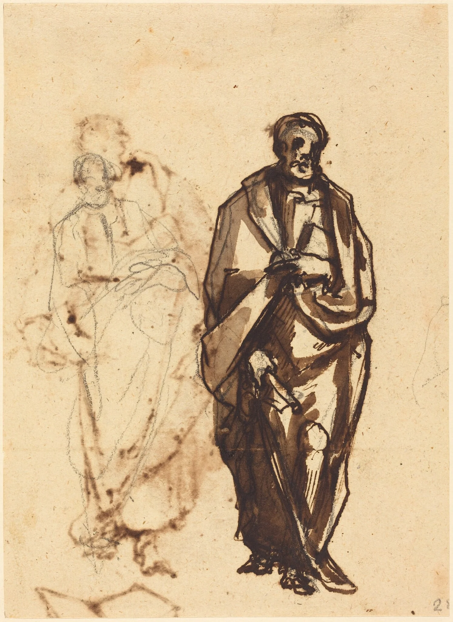 Draped Figure with a Staff, by Cherubino Alberti, ink, 1584
