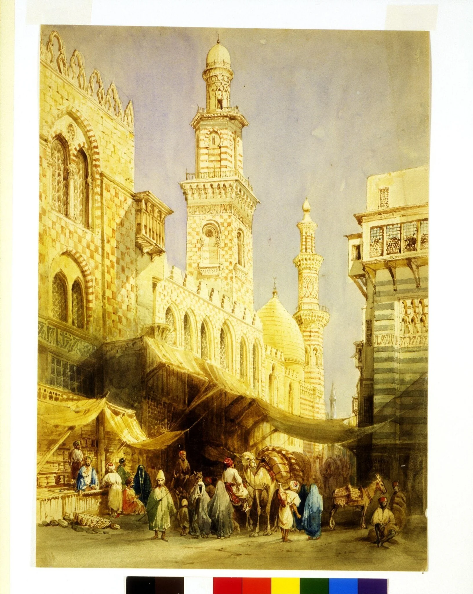 The Sharia 'El-Gohargiyeh, Cairo, by William Henry Bartlett, watercolor, 1842