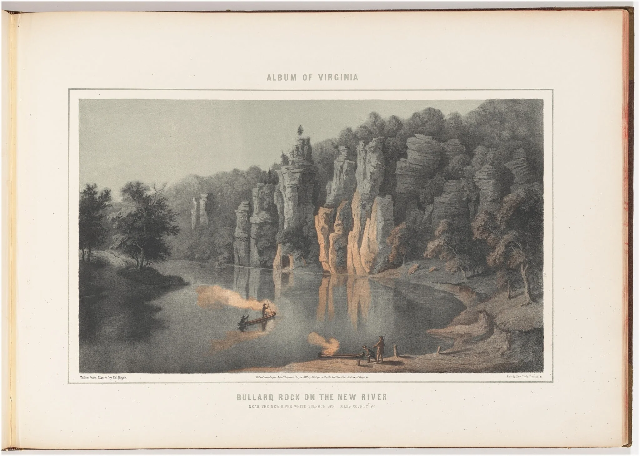 Bullard Rock on the New River, by Edward Beyer, ink, 1857