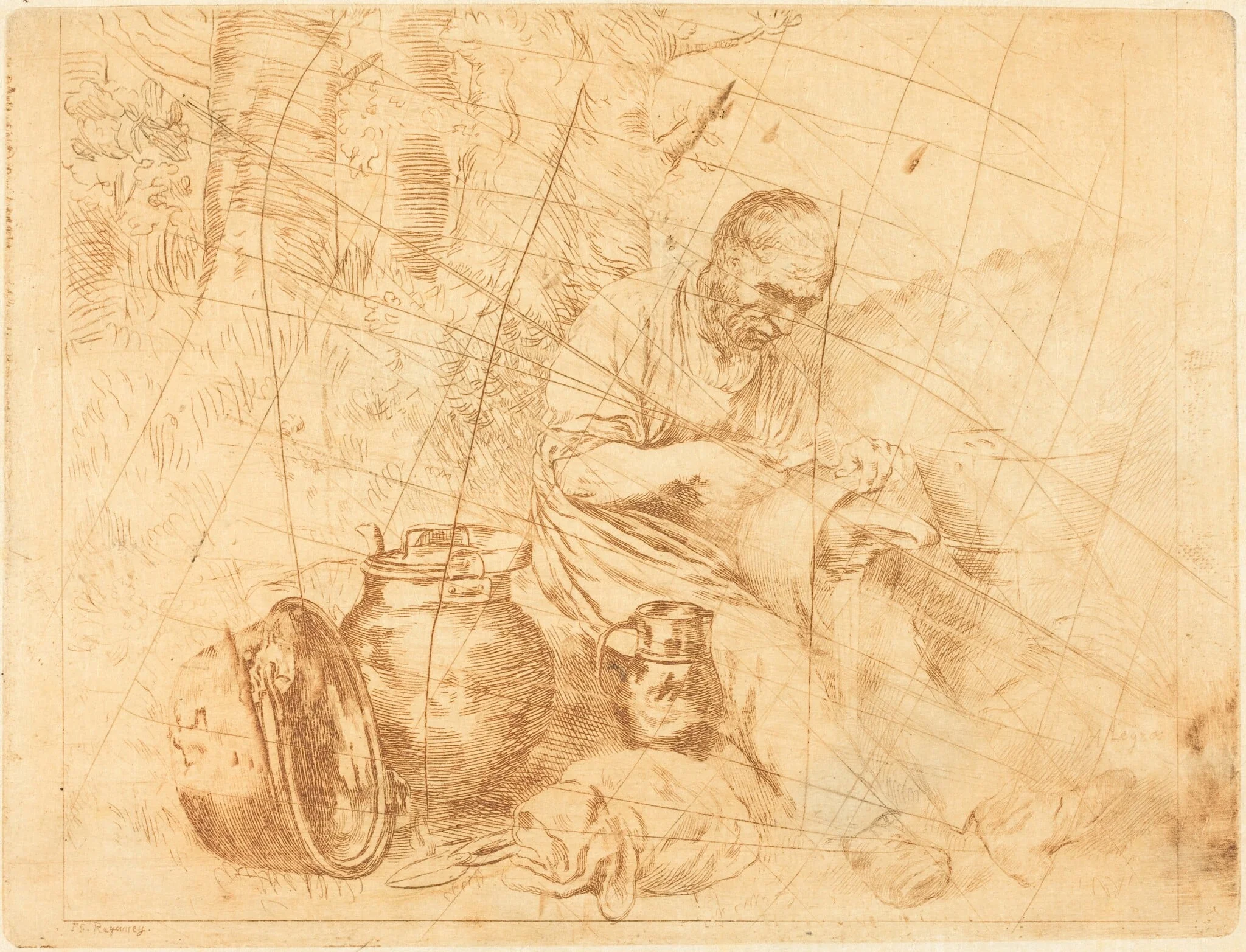 The Tinker (Le retameur), by Felix Régamey, ink, 1876
