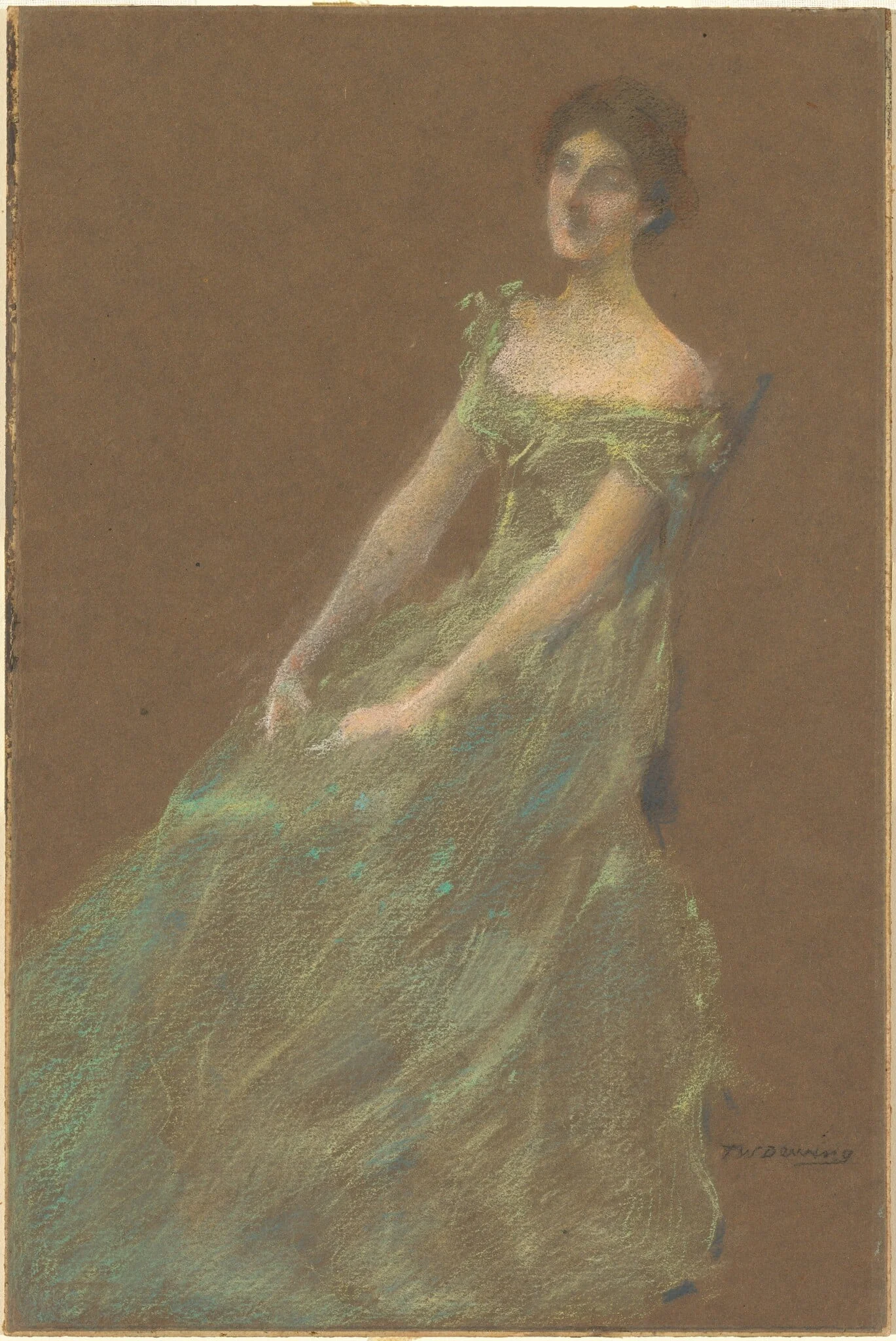 The Green Dress, by Thomas Wilmer Dewing, pastel, 1910