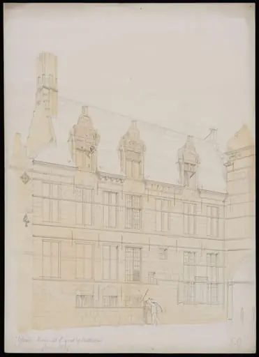 House at the E. end of the Cathedral, Ypres.