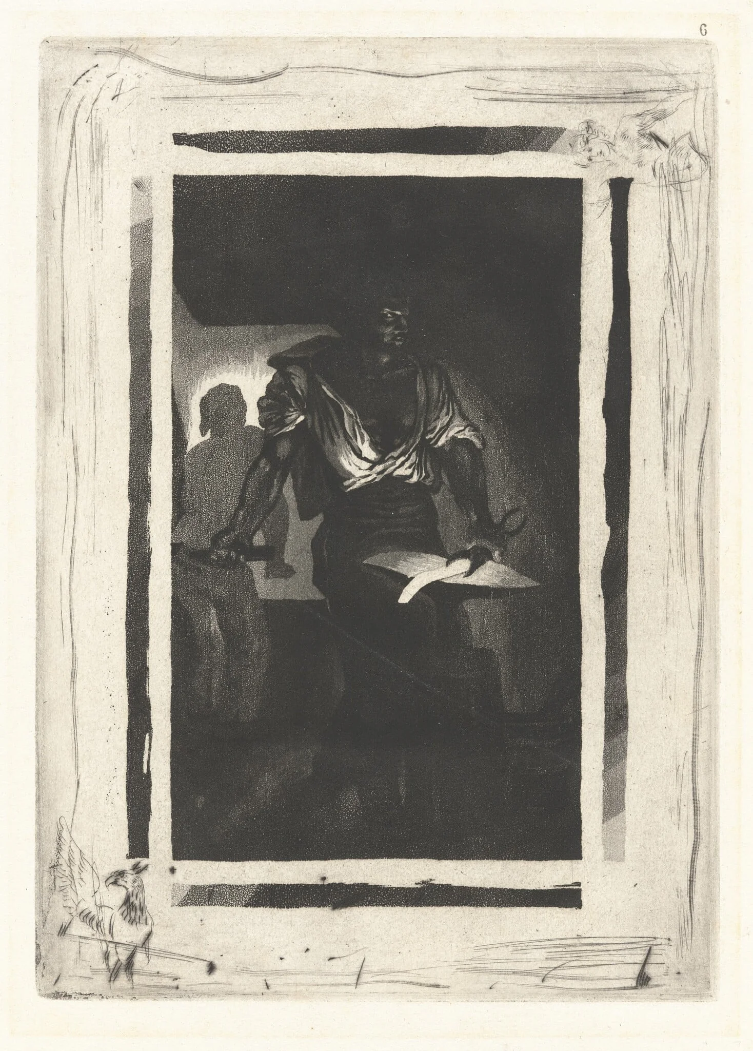 A Blacksmith (Un Forgeron), by Eugène Delacroix, ink, 1833