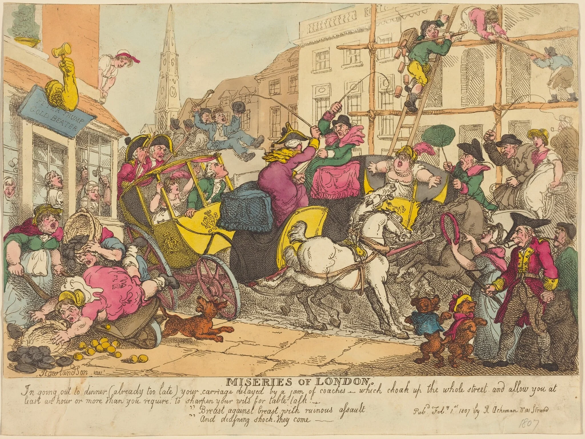 Miseries of London, by Thomas Rowlandson, ink, 1807