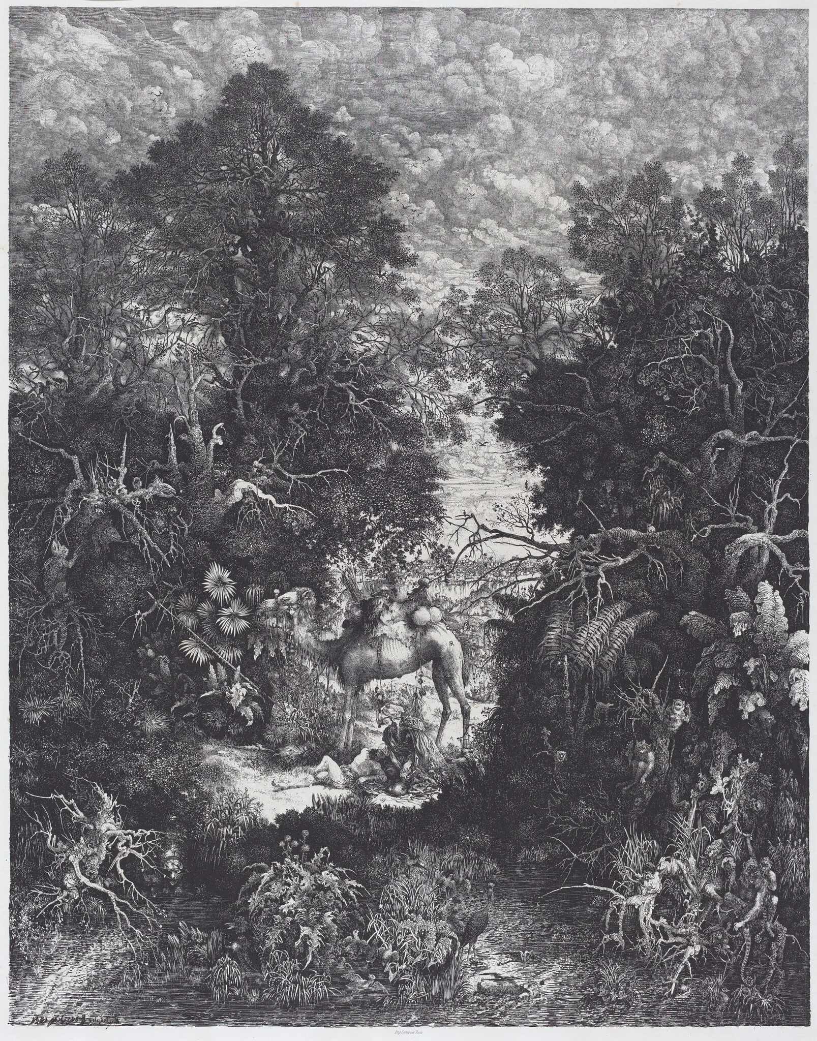 The Good Samaritan, by Rodolphe Bresdin, ink, 1861