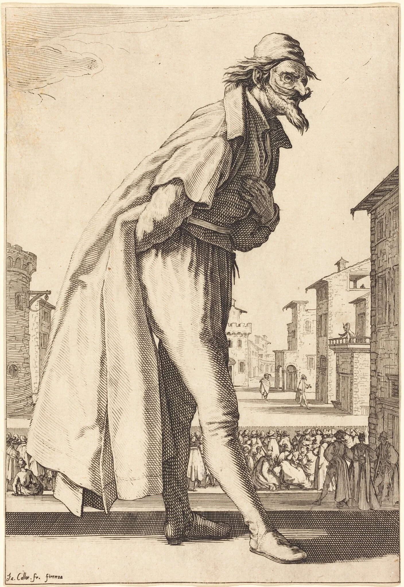 Pantalone, by Jacques Callot, ink, 1619